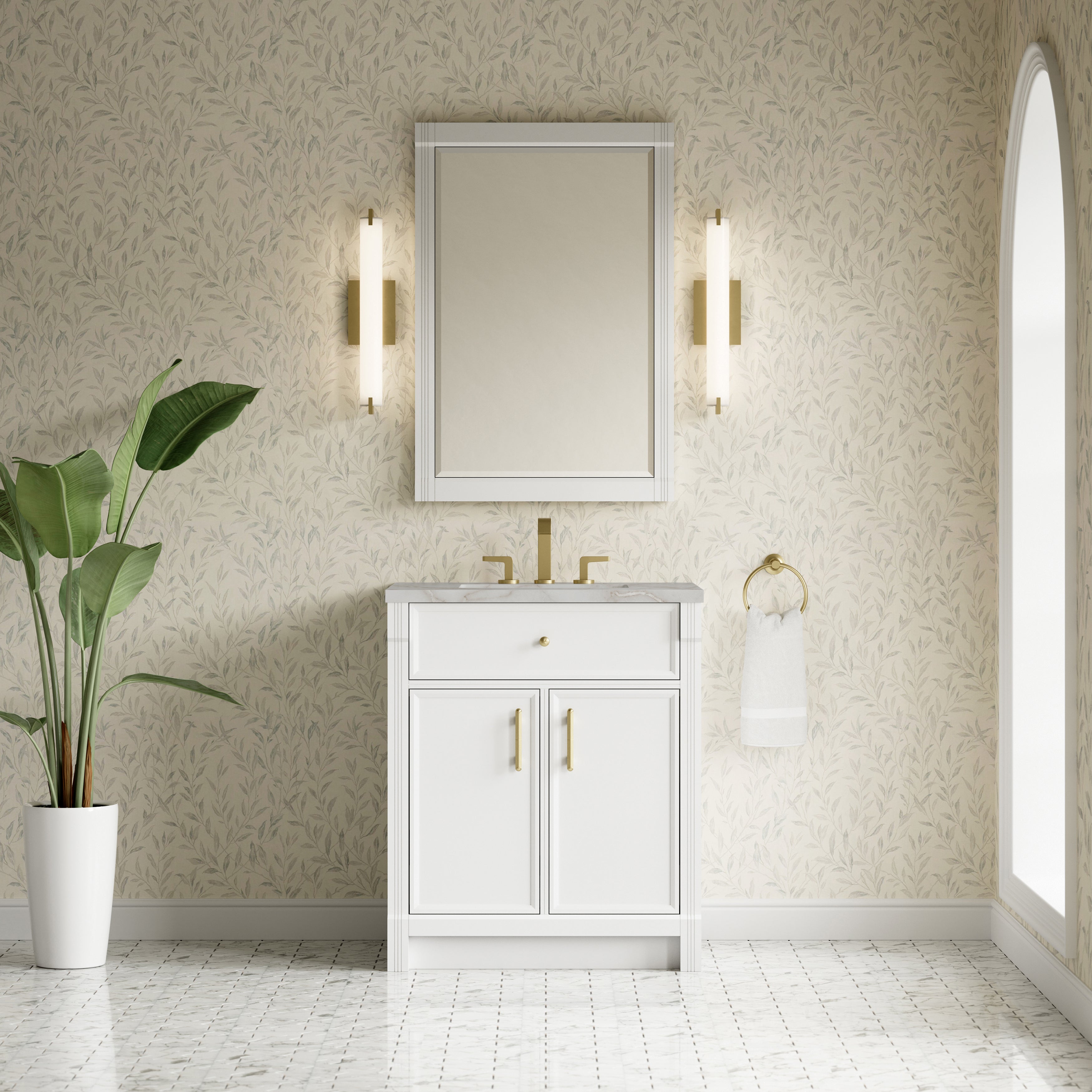 James Martin Bellshire 30" Single Vanity in Bright White with 3cm Countertop