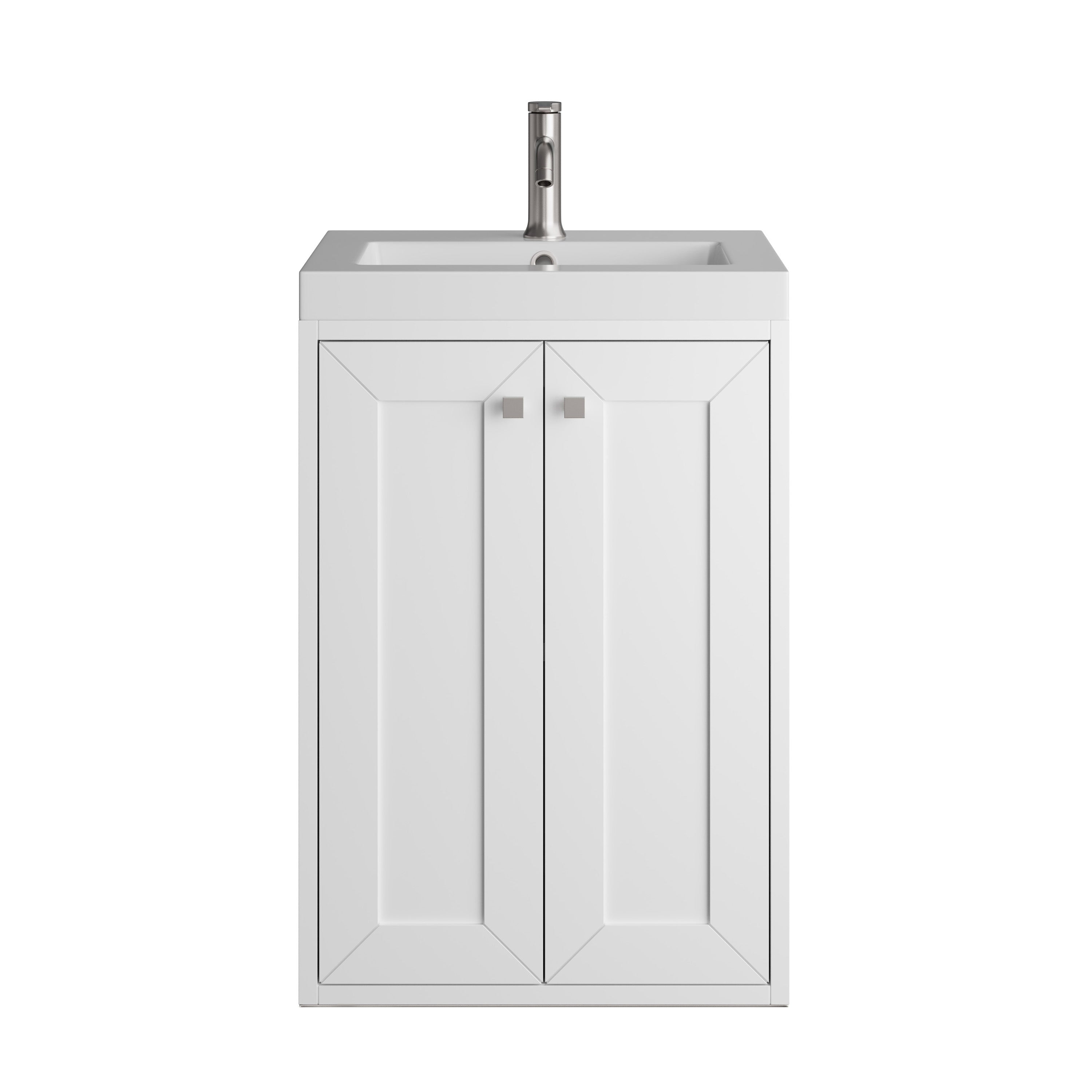 James Martin Chianti 20" Single Vanity in Glossy White with White Glossy Composite Stone Top