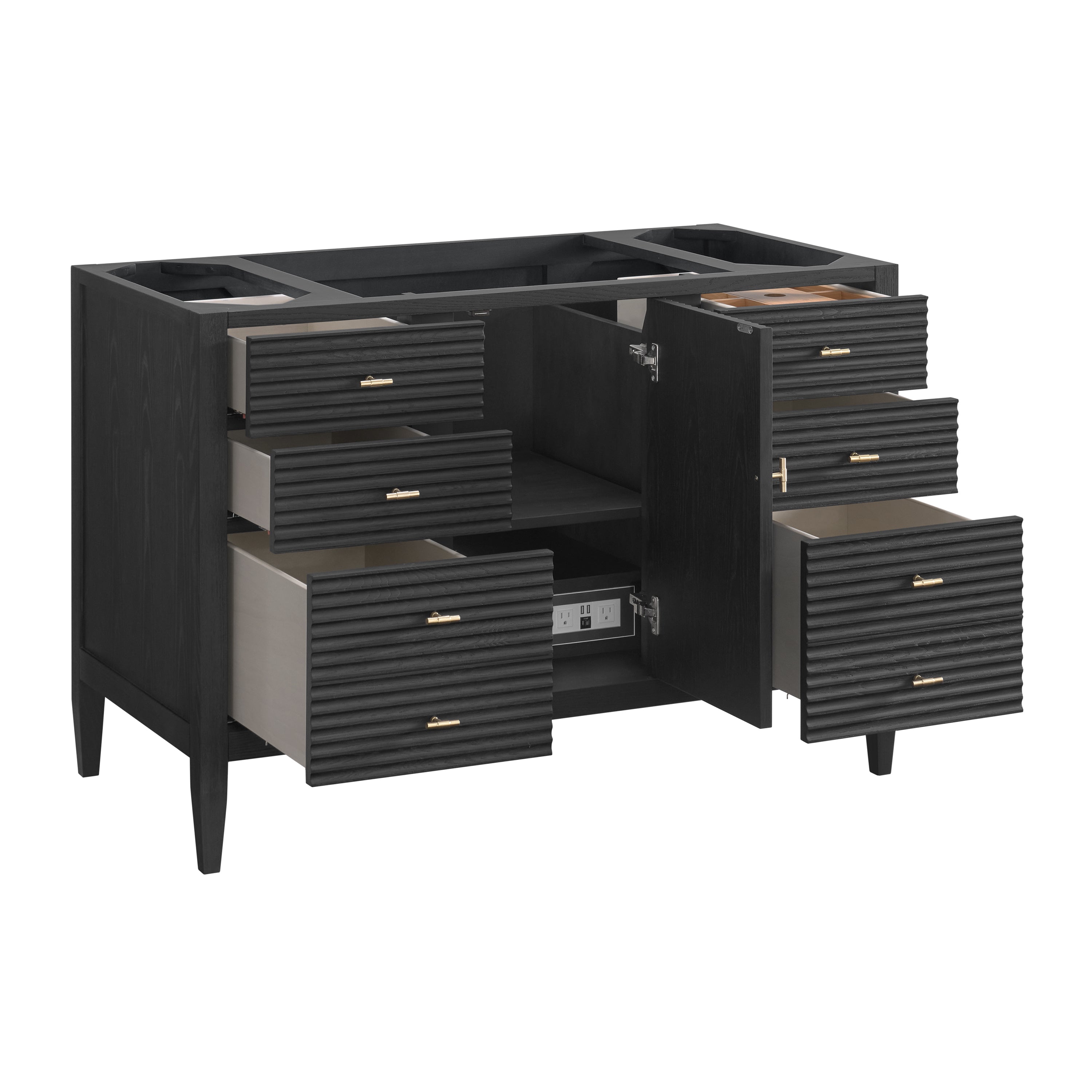 James Martin Myrrin 48" Single Vanity in Carbon Oak with 3cm Countertop and FreePower Wireless Charger