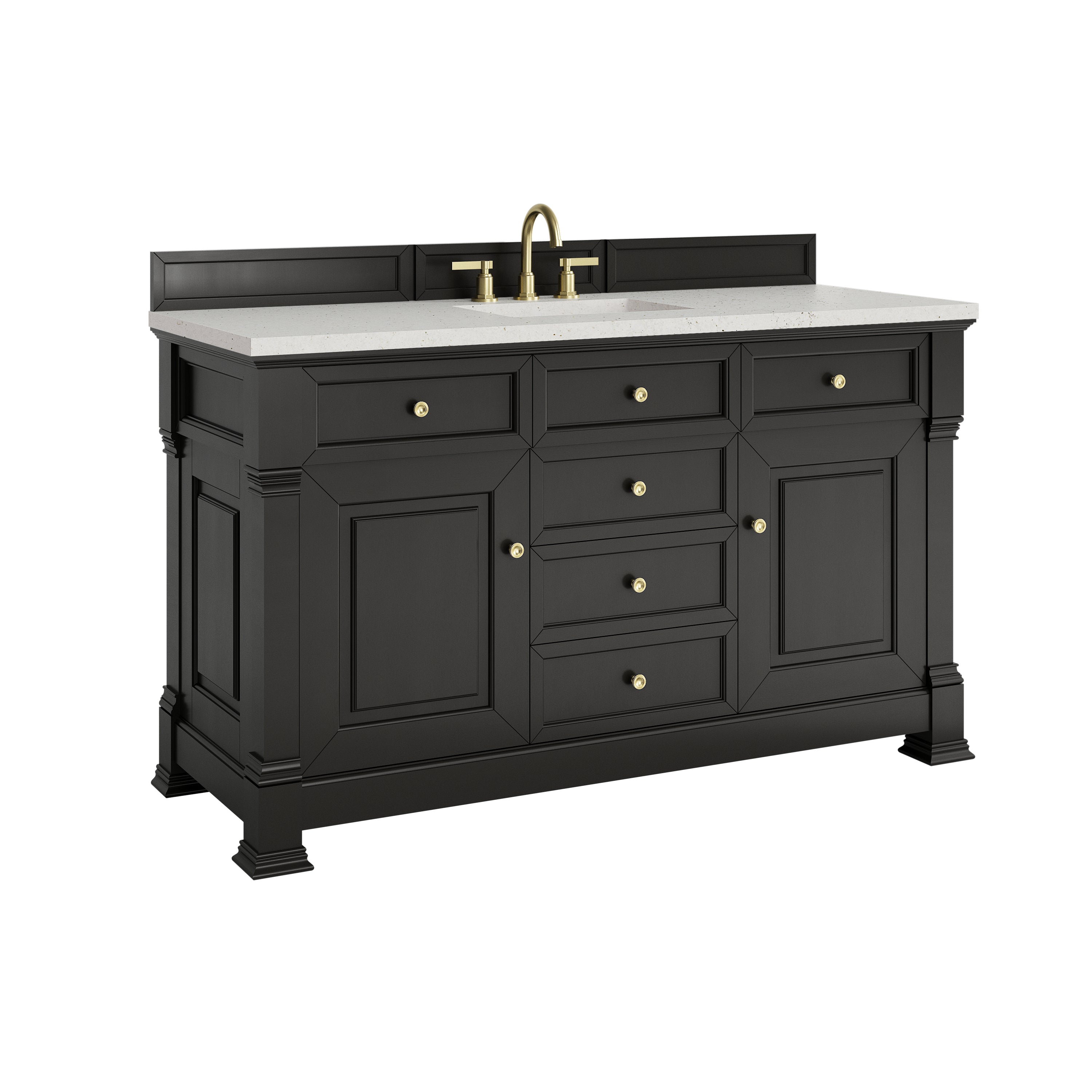 James Martin Brookfield 60" Single Vanity in Black Onyx with 3cm Countertop
