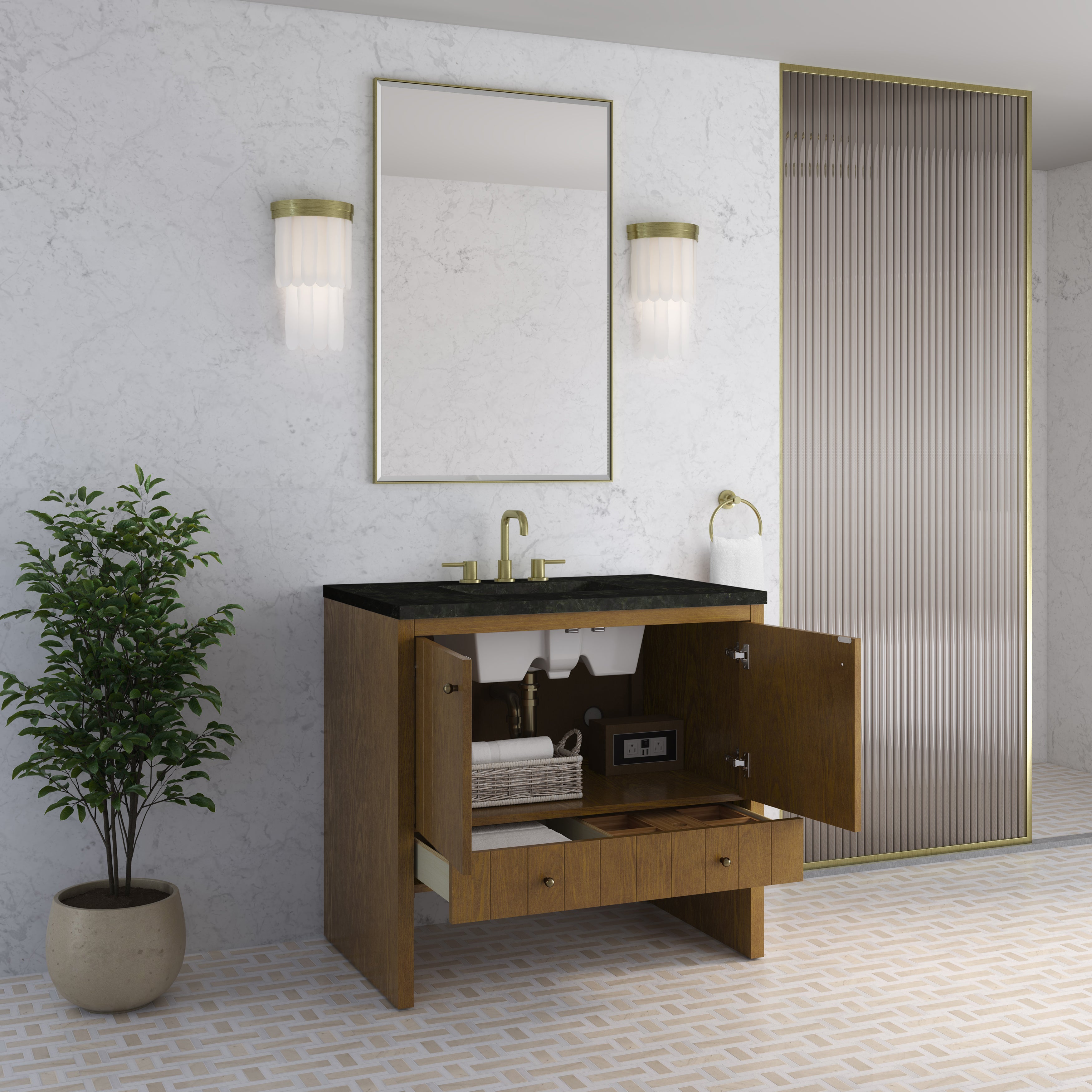 James Martin Hudson 36" Single Vanity in Honey Oak with 3cm Countertop