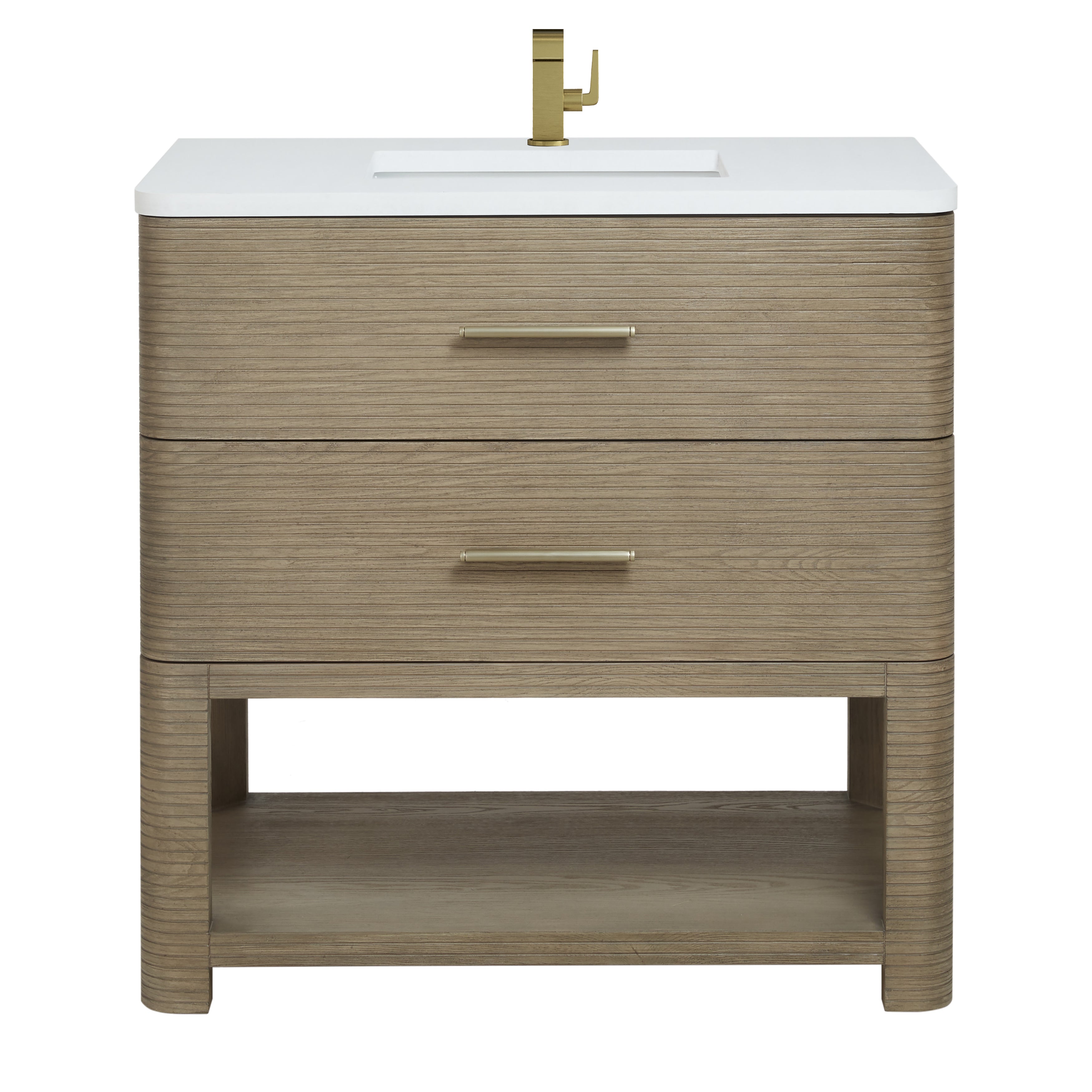 James Martin Lucian 36" Single Vanity in Pebble Oak with 3cm Countertop
