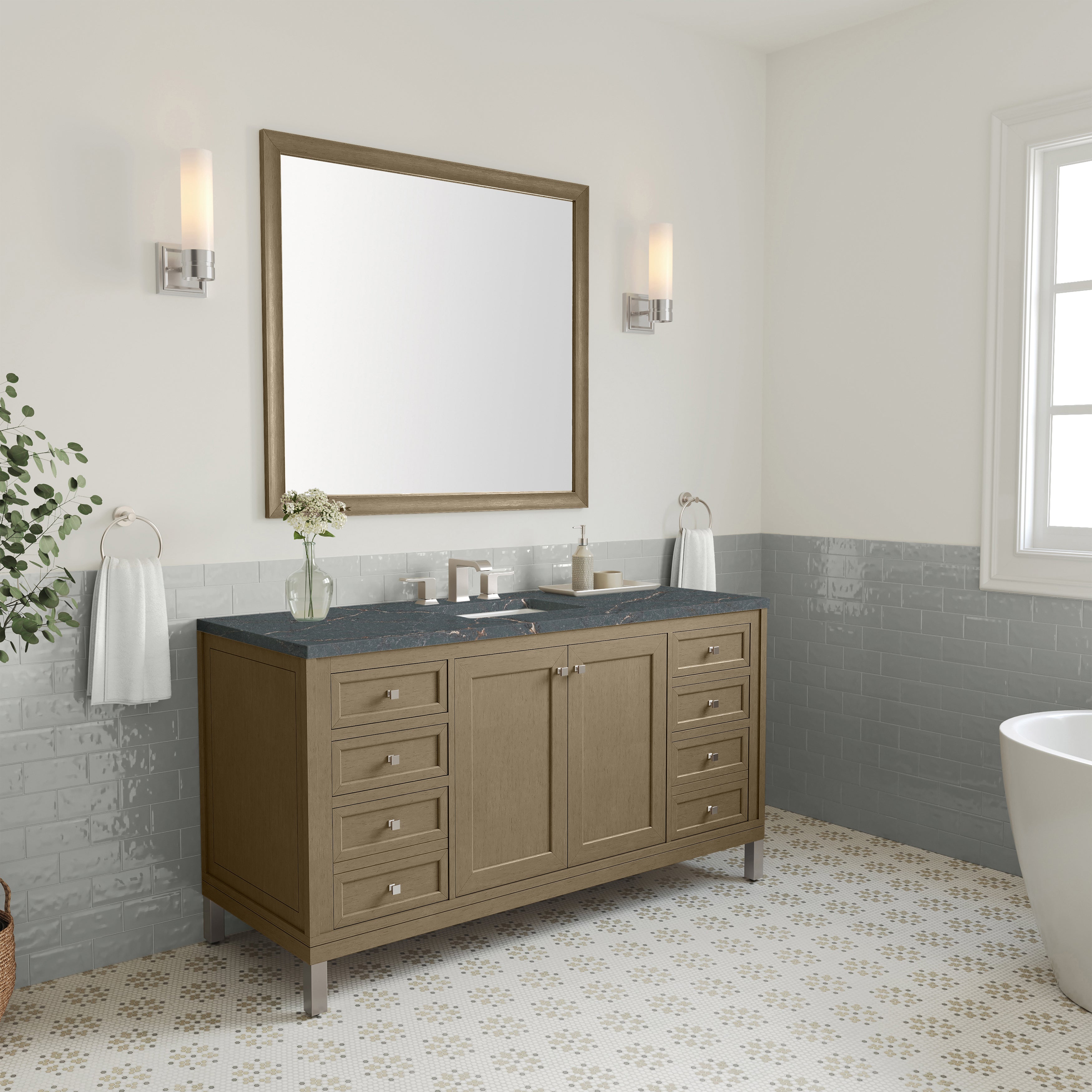 James Martin Chicago 60" Single Vanity in Walnut Whisper with 3cm Countertop