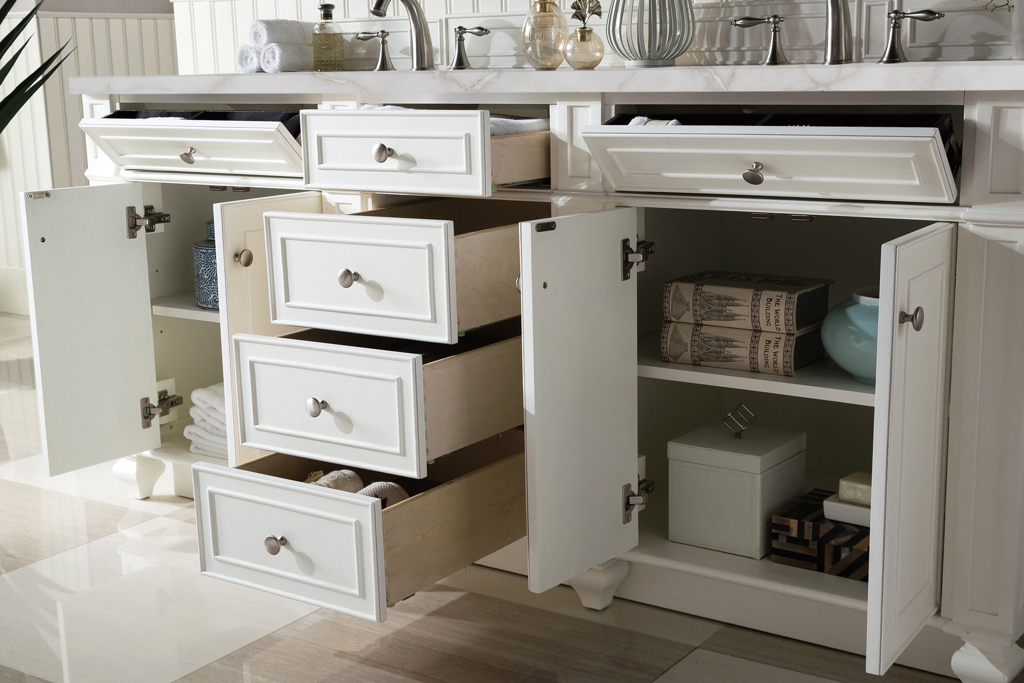 James Martin Bristol 72" Double Vanity in Bright White with 3cm Countertop