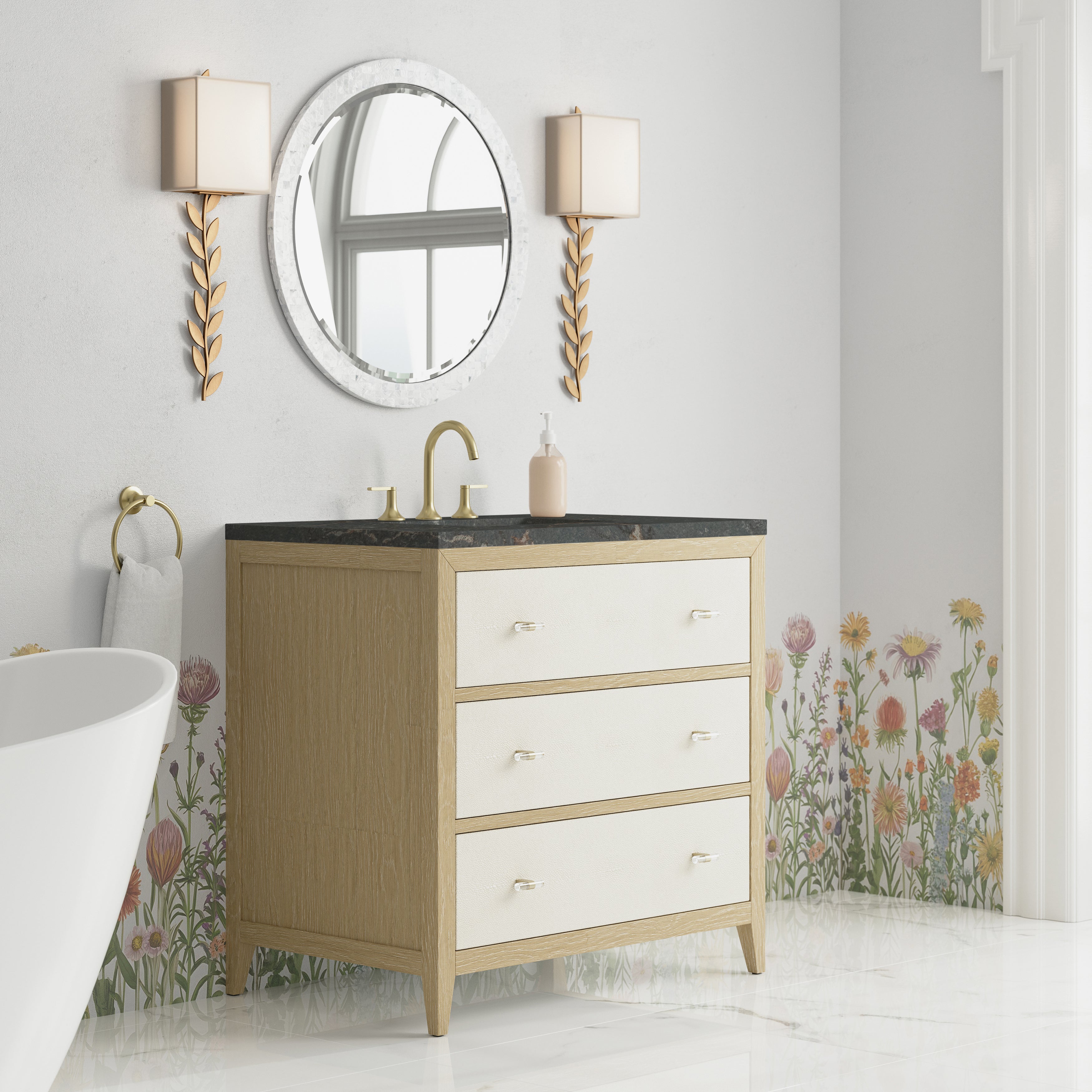 James Martin Celeste 36" Single Vanity in Sunwashed Oak with 3cm Countertop