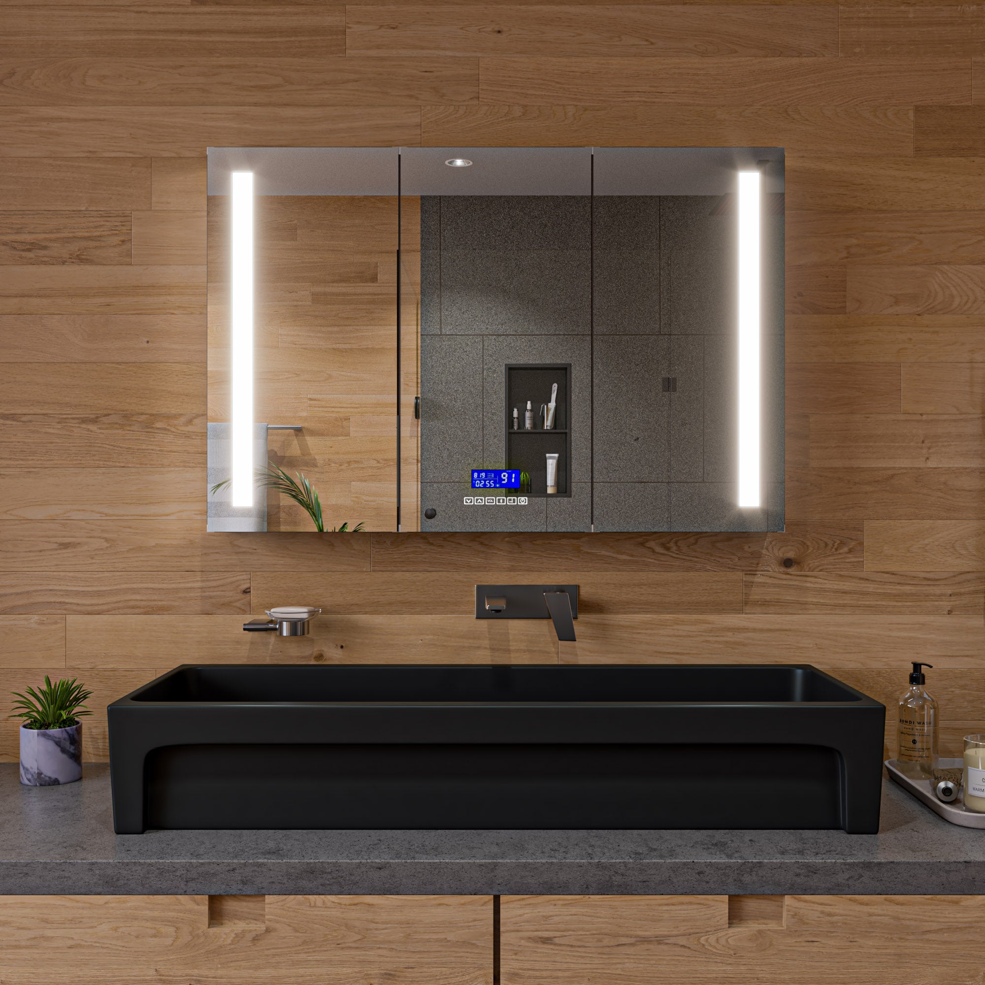 ALFI brand  AB48TRBM 48" Black Matte Above Mount Fireclay Bathroom Trough Sink