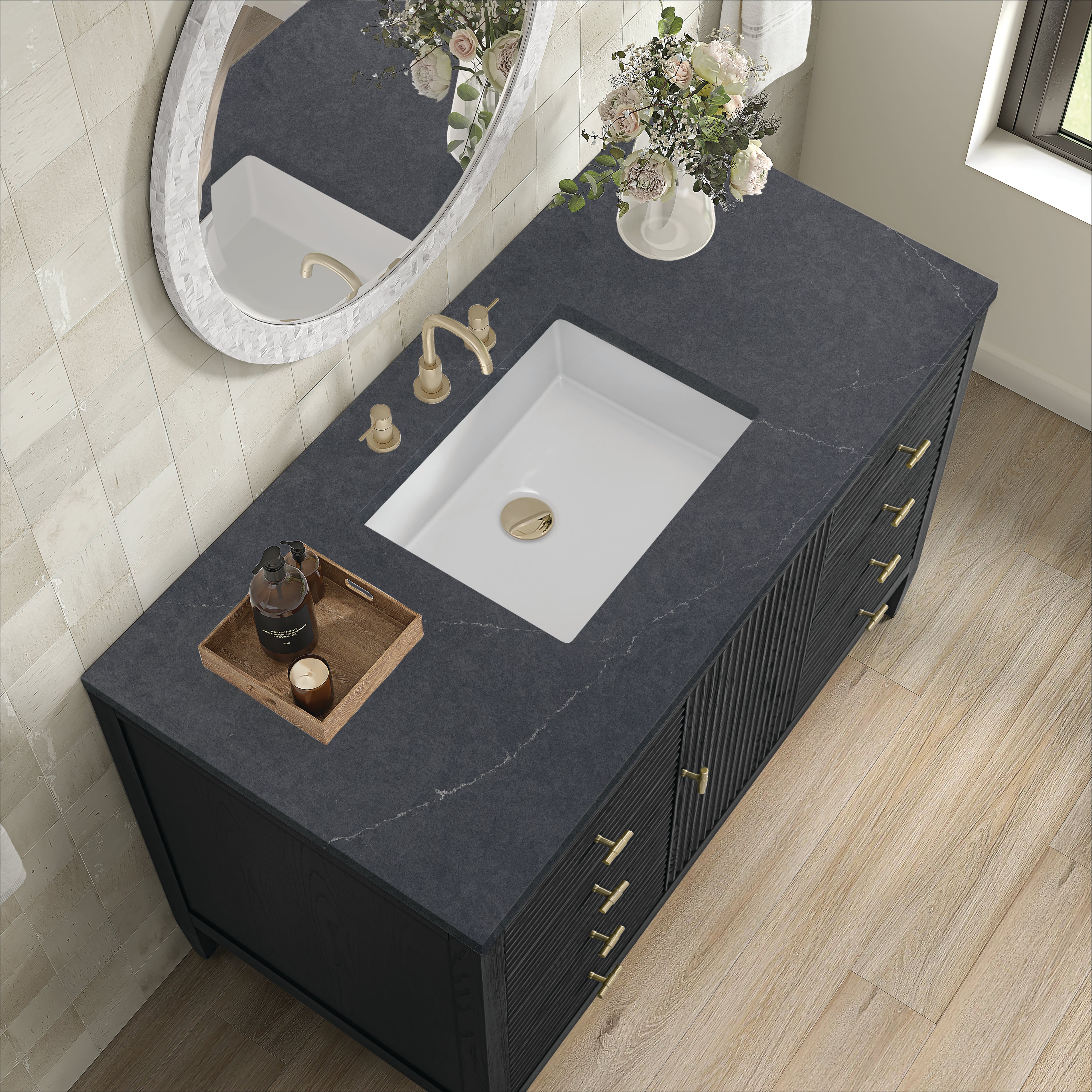 James Martin Myrrin 48" Single Vanity in Carbon Oak with 3cm Countertop