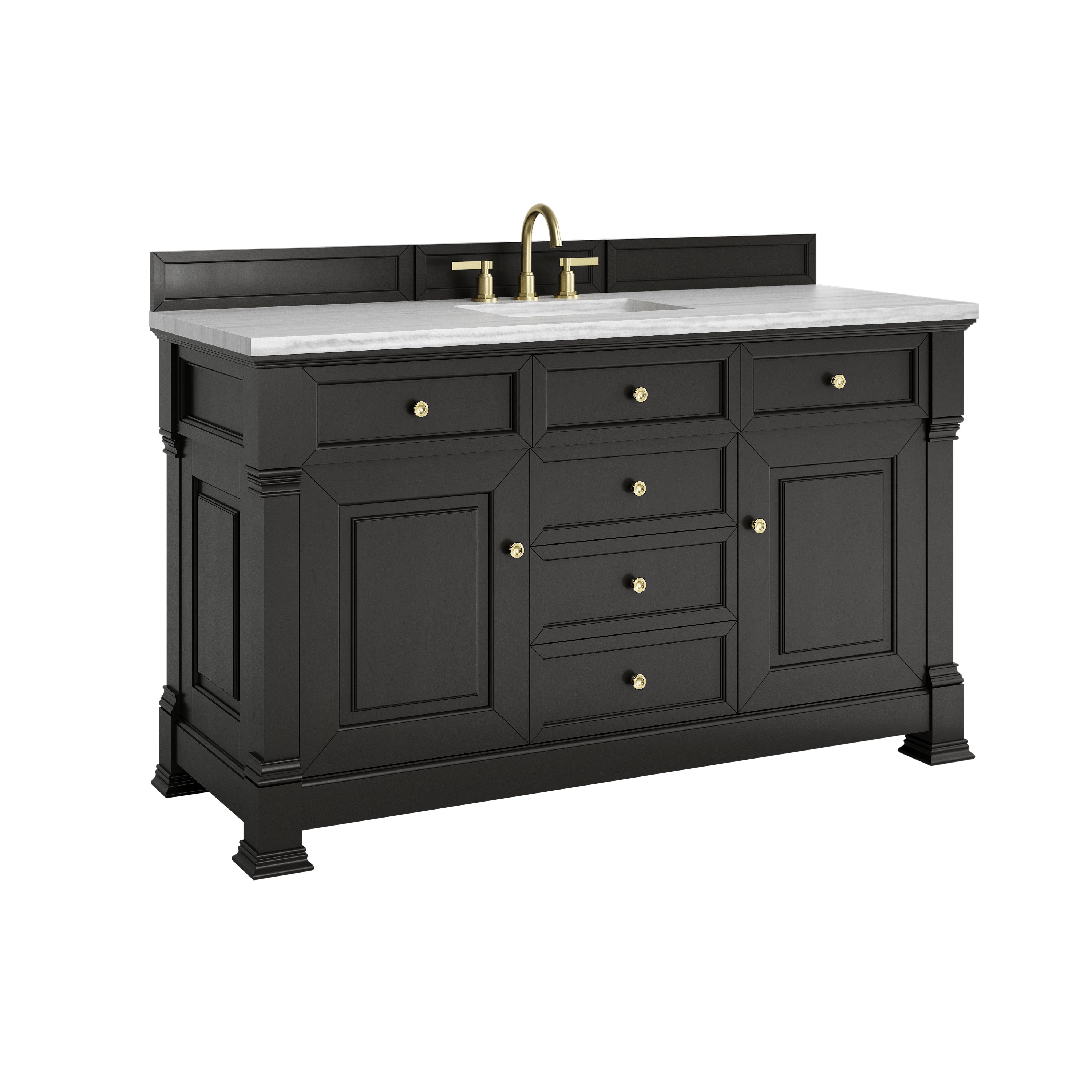 James Martin Brookfield 60" Single Vanity in Black Onyx with 3cm Countertop