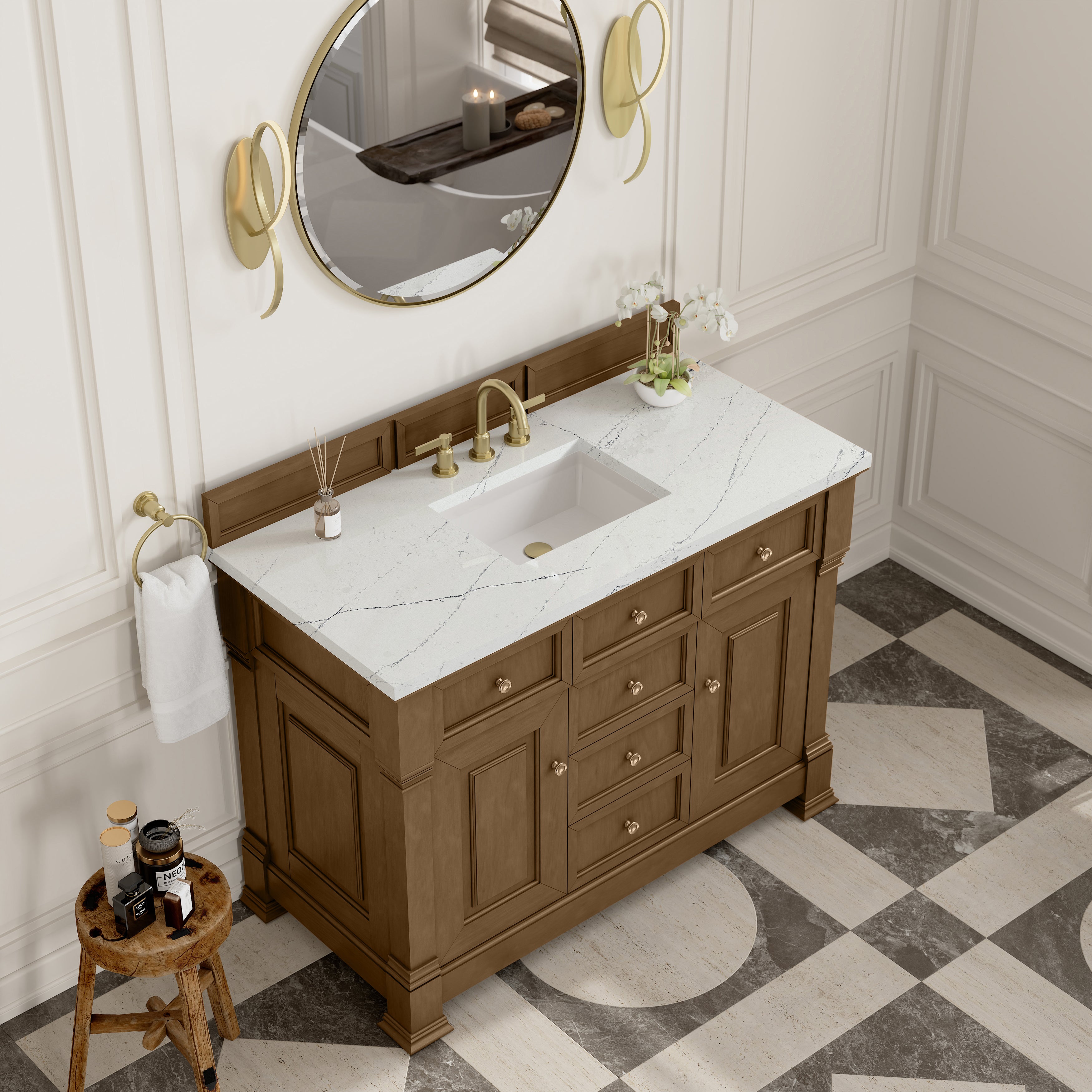 James Martin Brookfield 48" Single Vanity in Honey Oak with 3cm Countertop