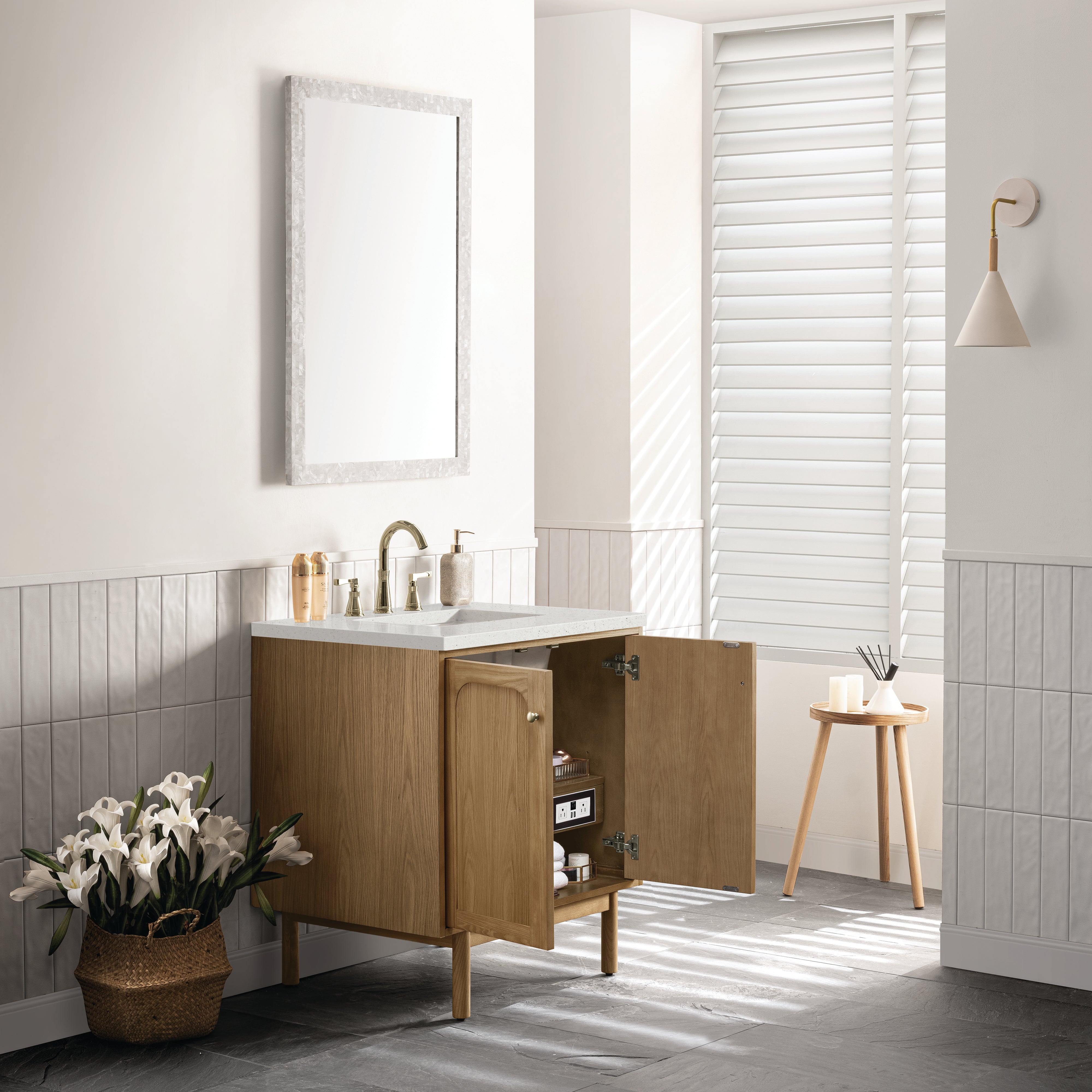 James Martin Laurent 30" Single Vanity in Light Natural Oak with 3cm Countertop
