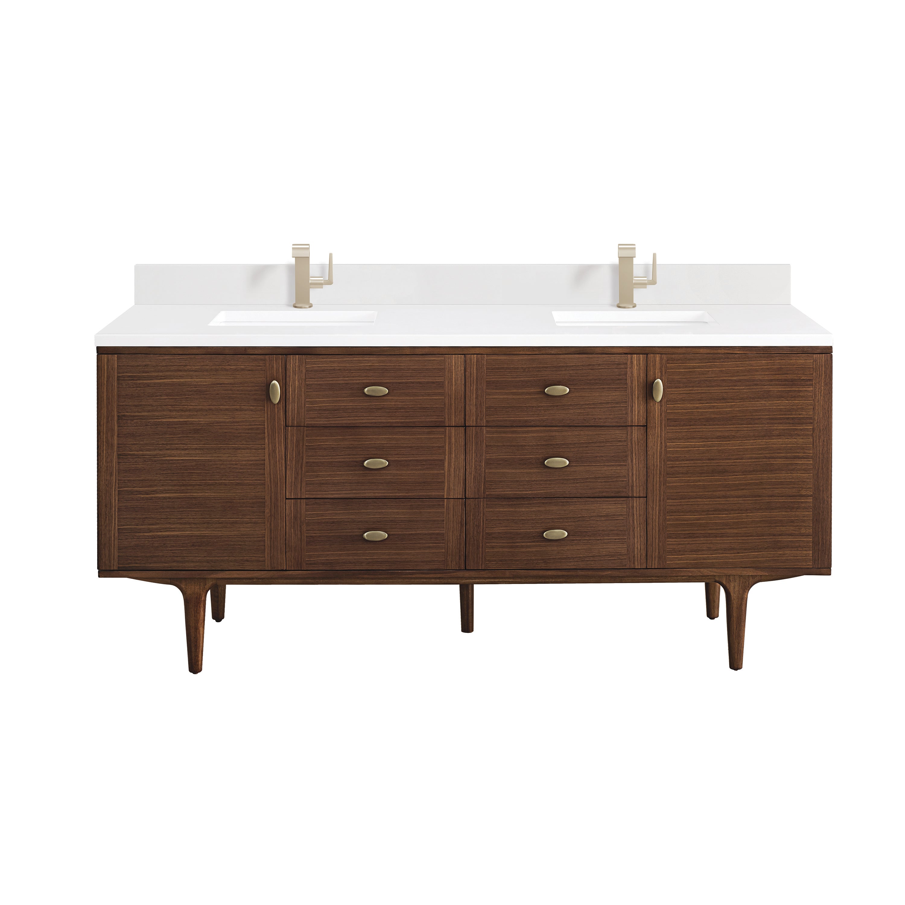 James Martin Amberly 72" Double Vanity in Mid-Century Walnut with 3cm Countertop
