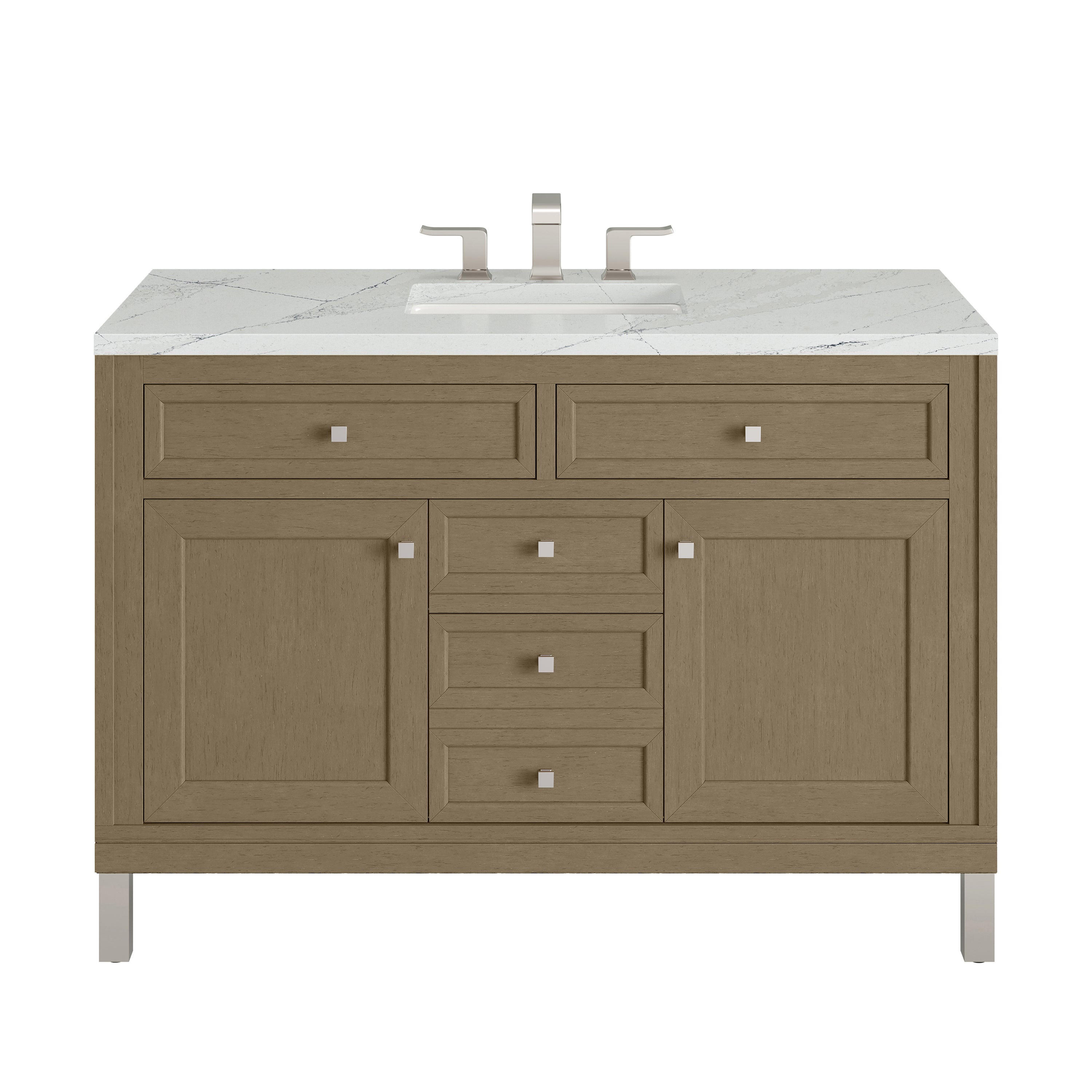 James Martin Chicago 48" Single Vanity in Walnut Whisper with 3cm Countertop and FreePower Wireless Charger
