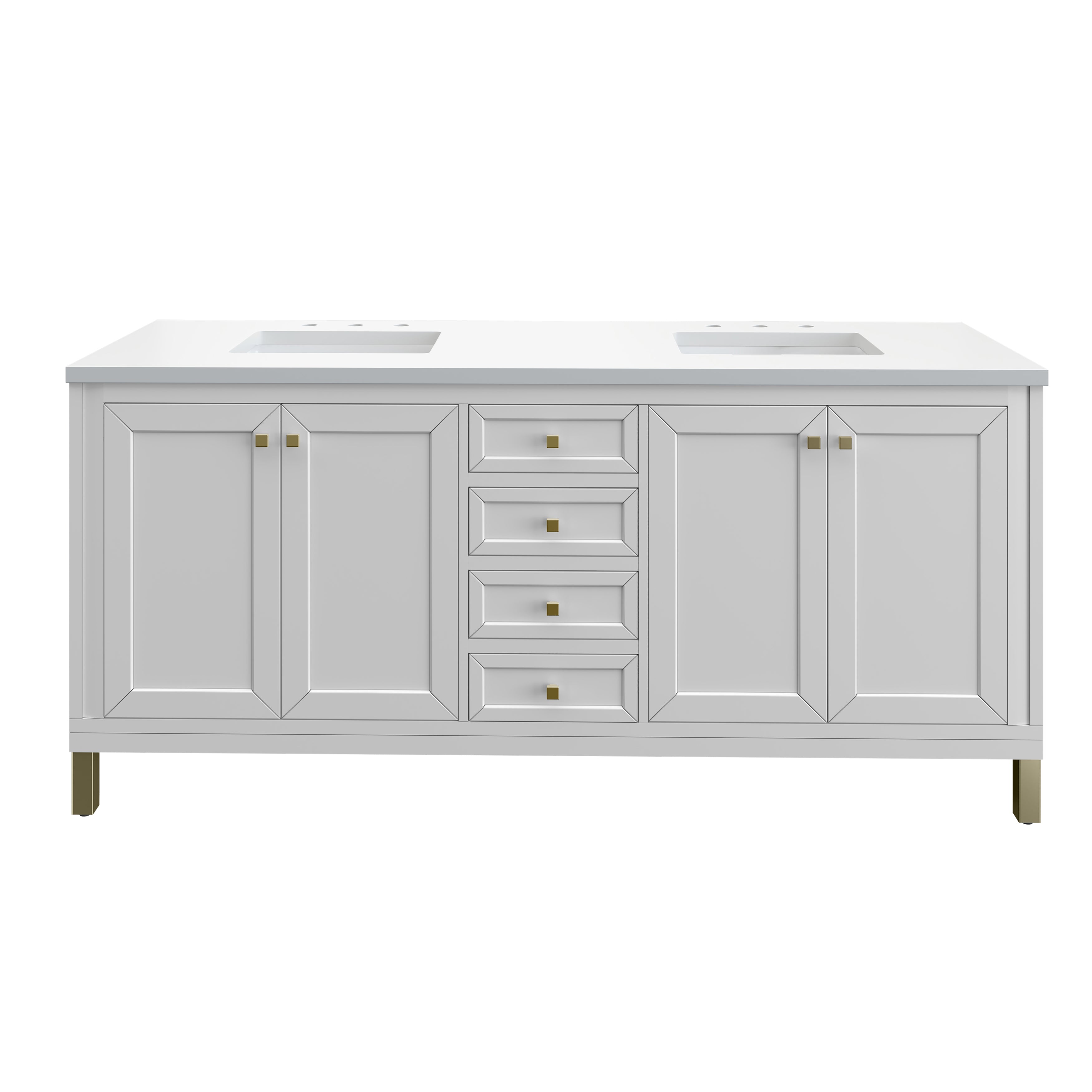 James Martin Chicago 72" Double Vanity in Glossy White with 3cm Countertop