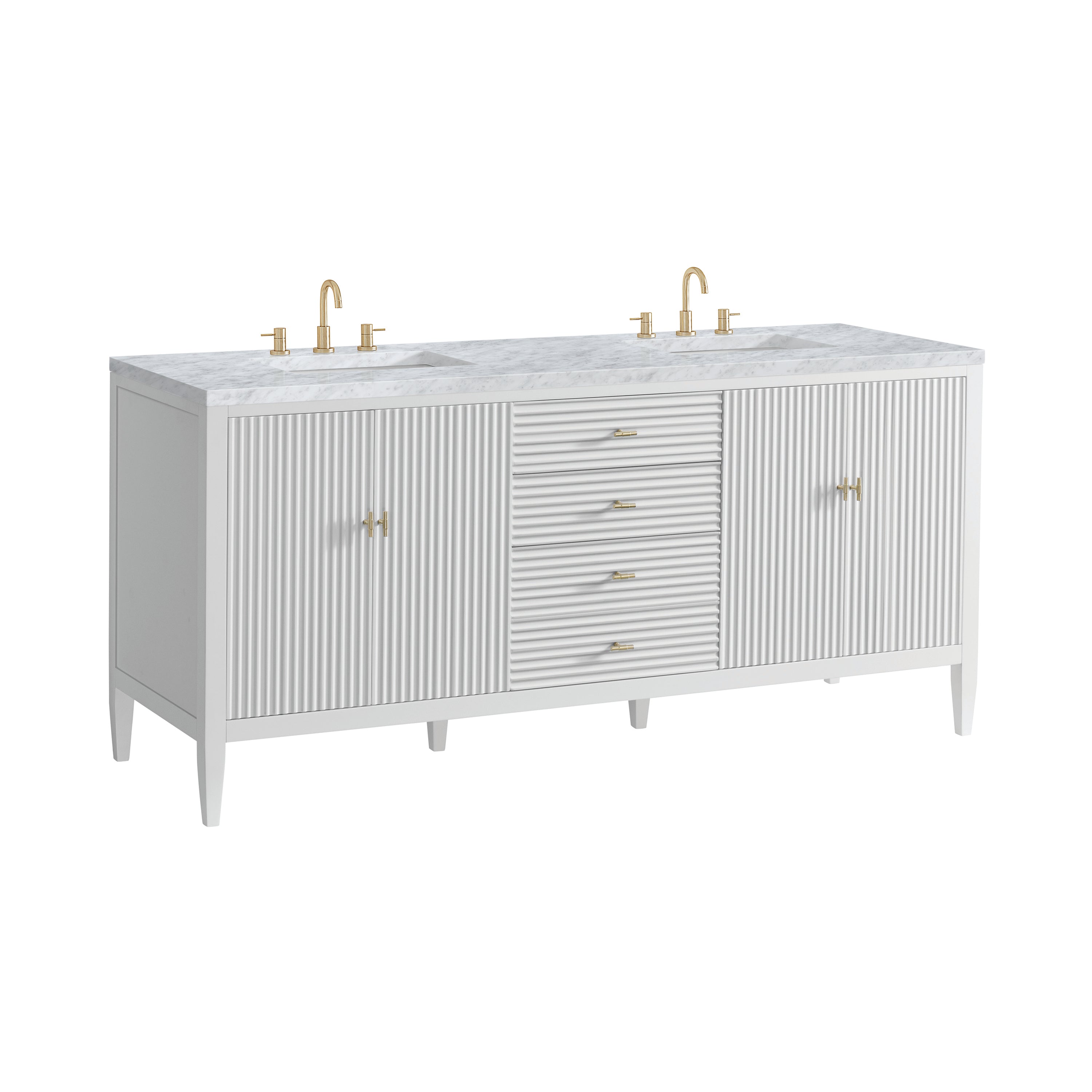 James Martin Myrrin 72" Double Vanity in Bright White with 3cm Countertop