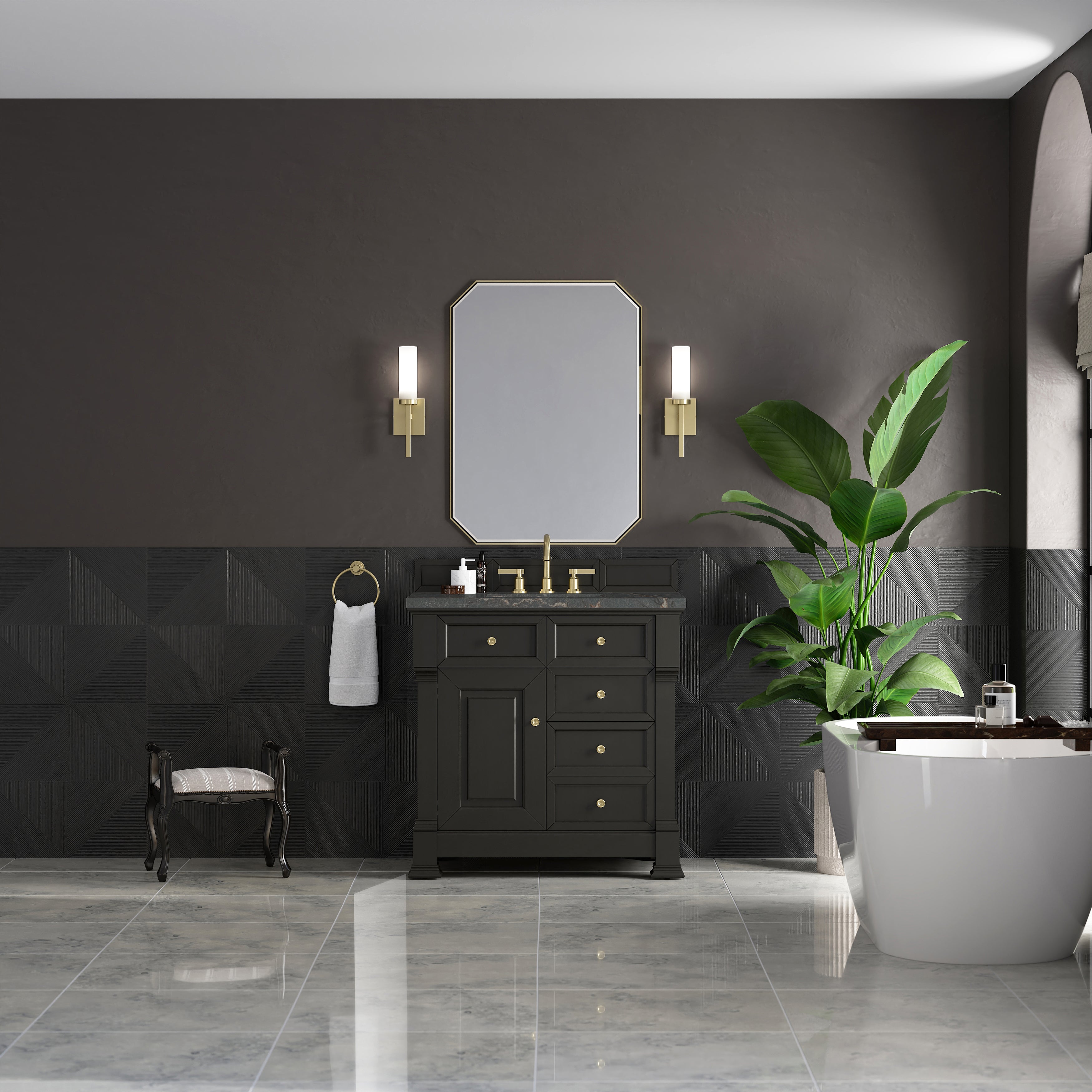 James Martin Brookfield 36" Single Vanity in Black Onyx with 3cm Countertop