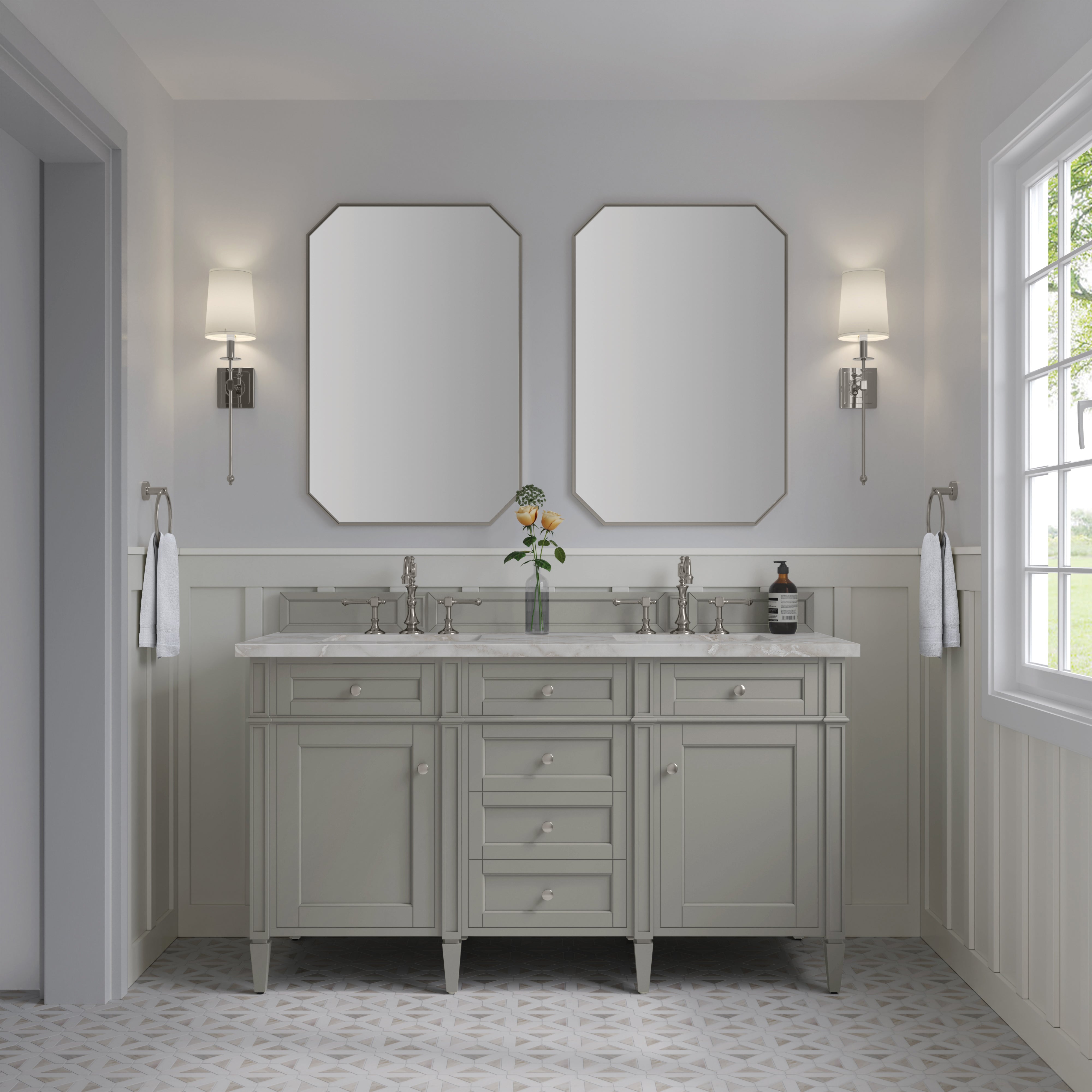James Martin Brittany 60" Double Vanity in Urban Gray with 3cm Countertop