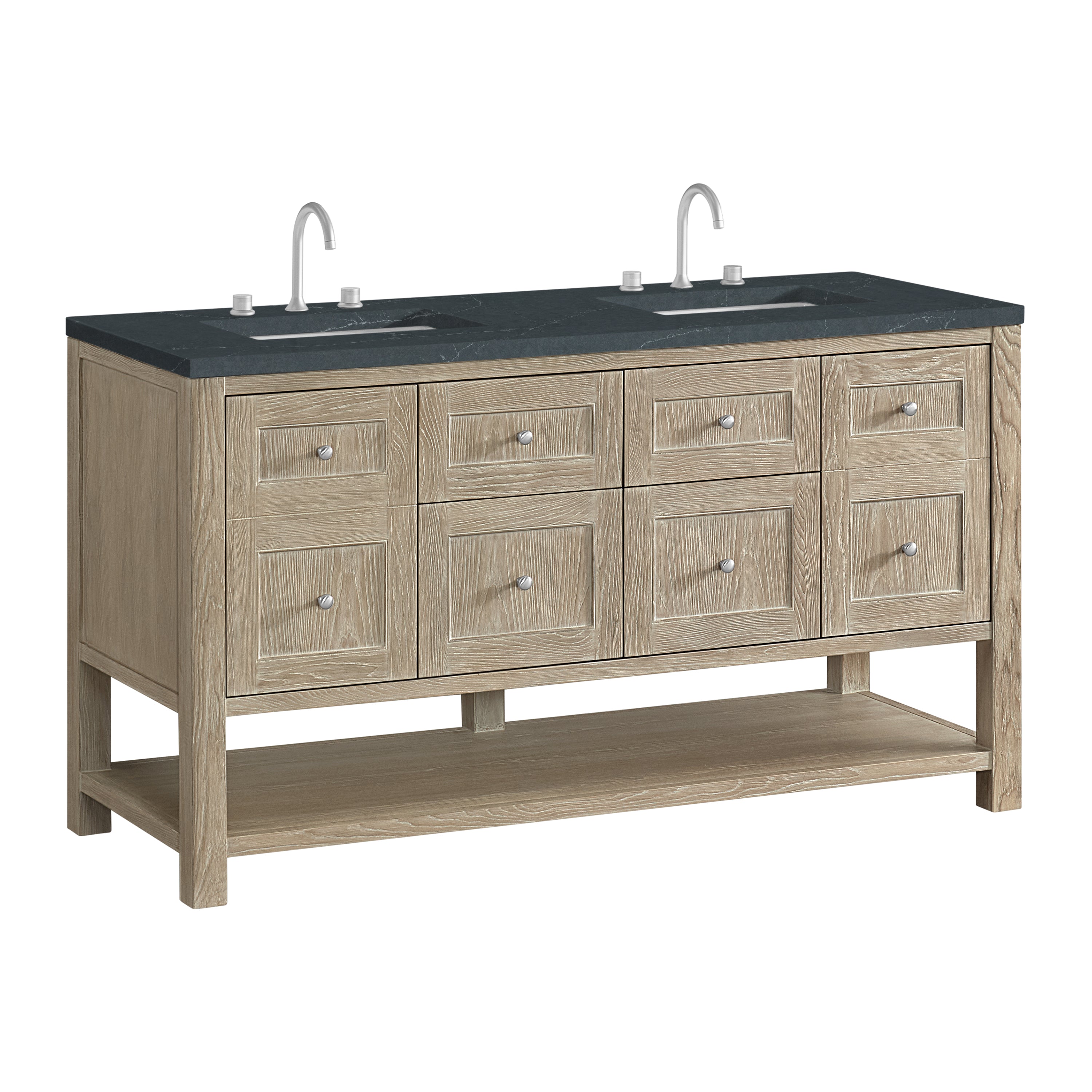 James Martin Breckenridge 60" Double Vanity in Whitewashed Oak with 3cm Countertop