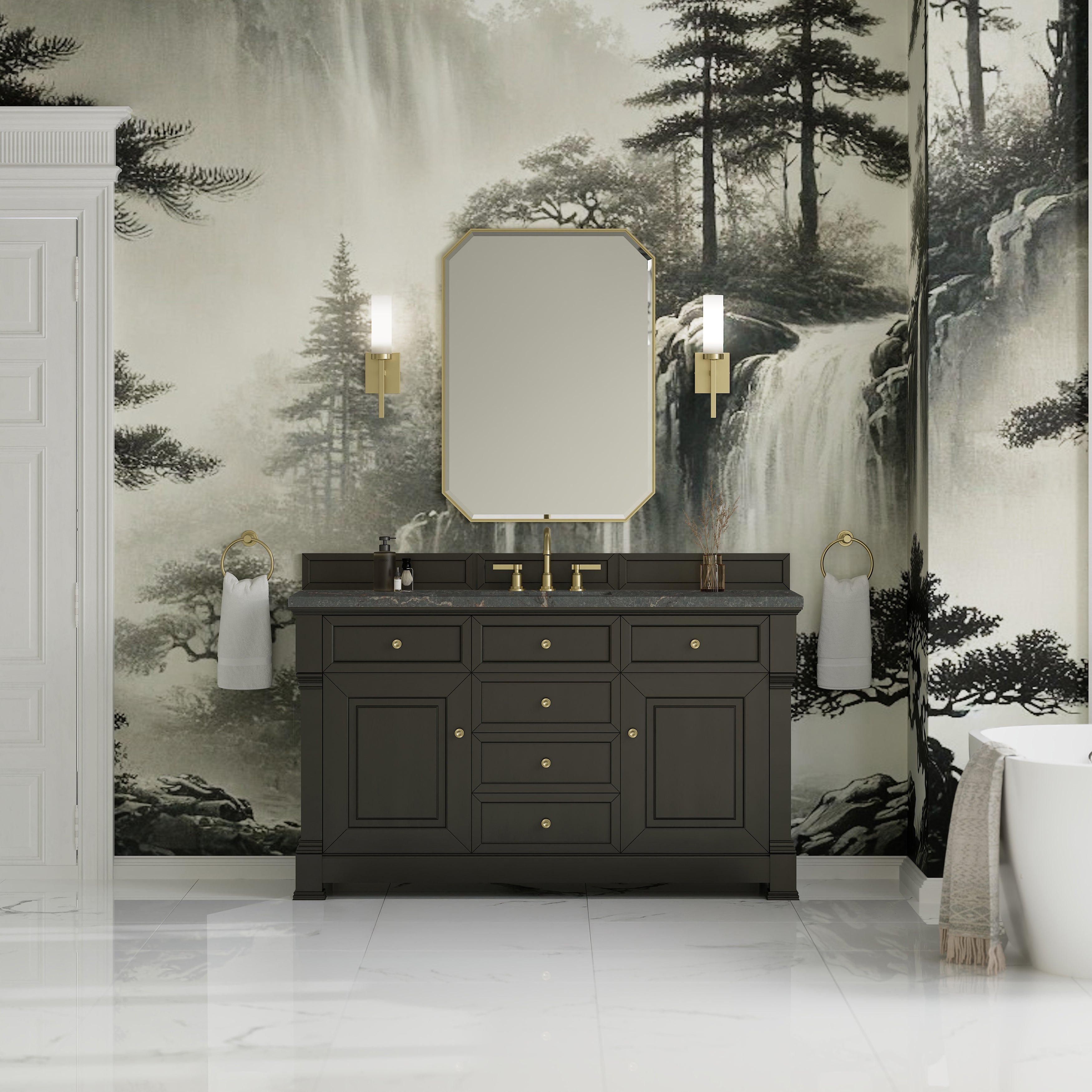 James Martin Brookfield 60" Single Vanity in Black Onyx with 3cm Countertop