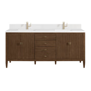 James Martin Myrrin 72" Double Vanity in Mid Century Walnut with 3cm Countertop
