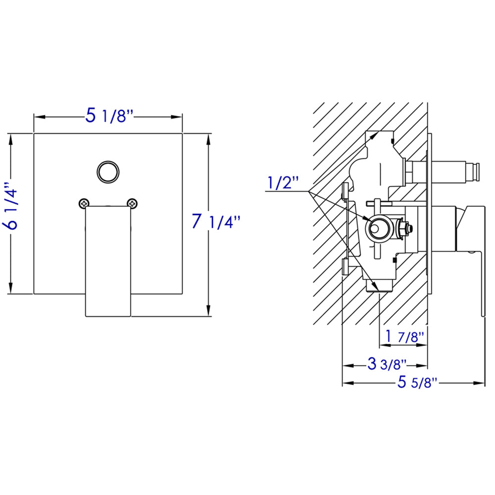ALFI brand AB5601 Shower Valve with Square Lever Handle and Diverter