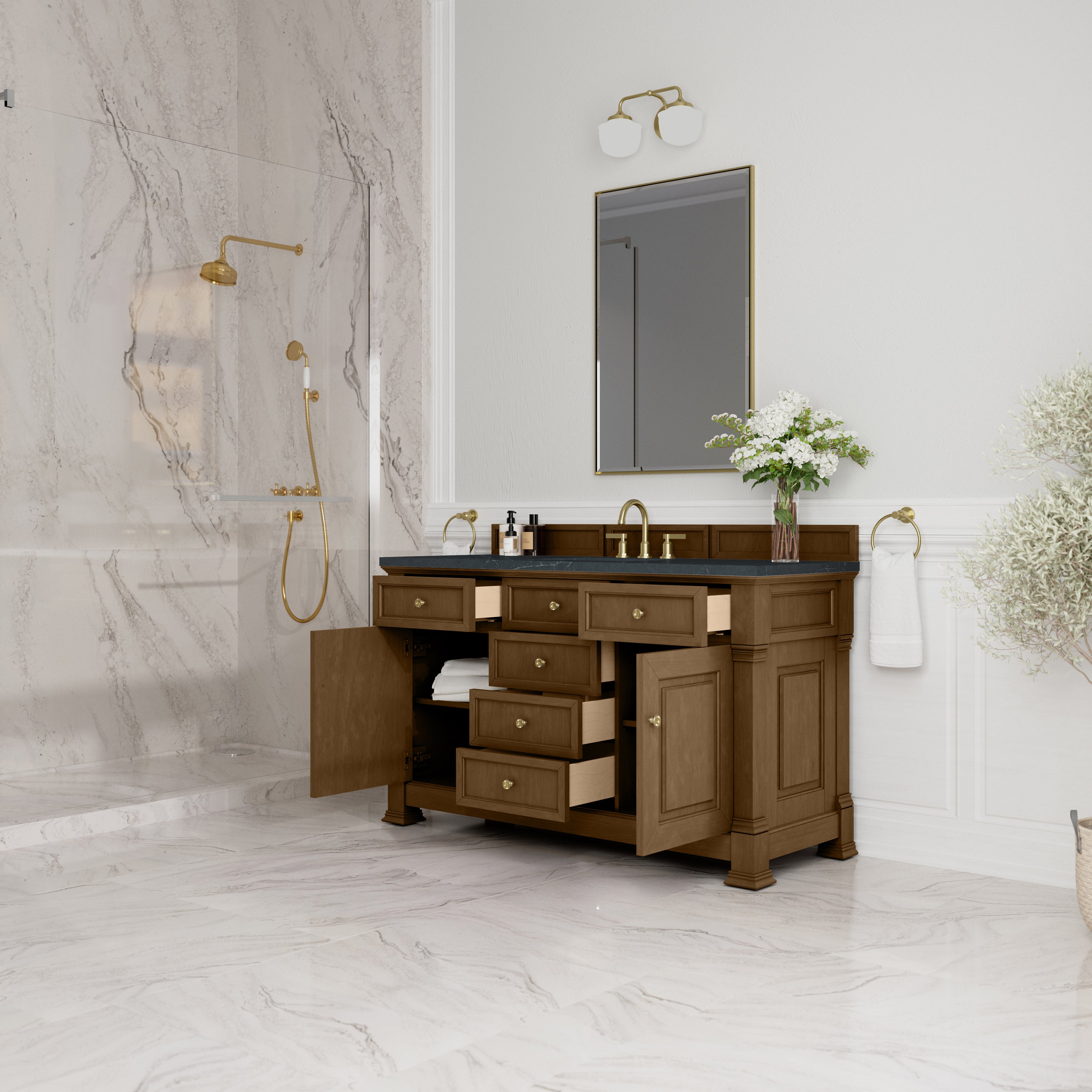 James Martin Brookfield 60" Single Vanity in Honey Oak with 3cm Countertop
