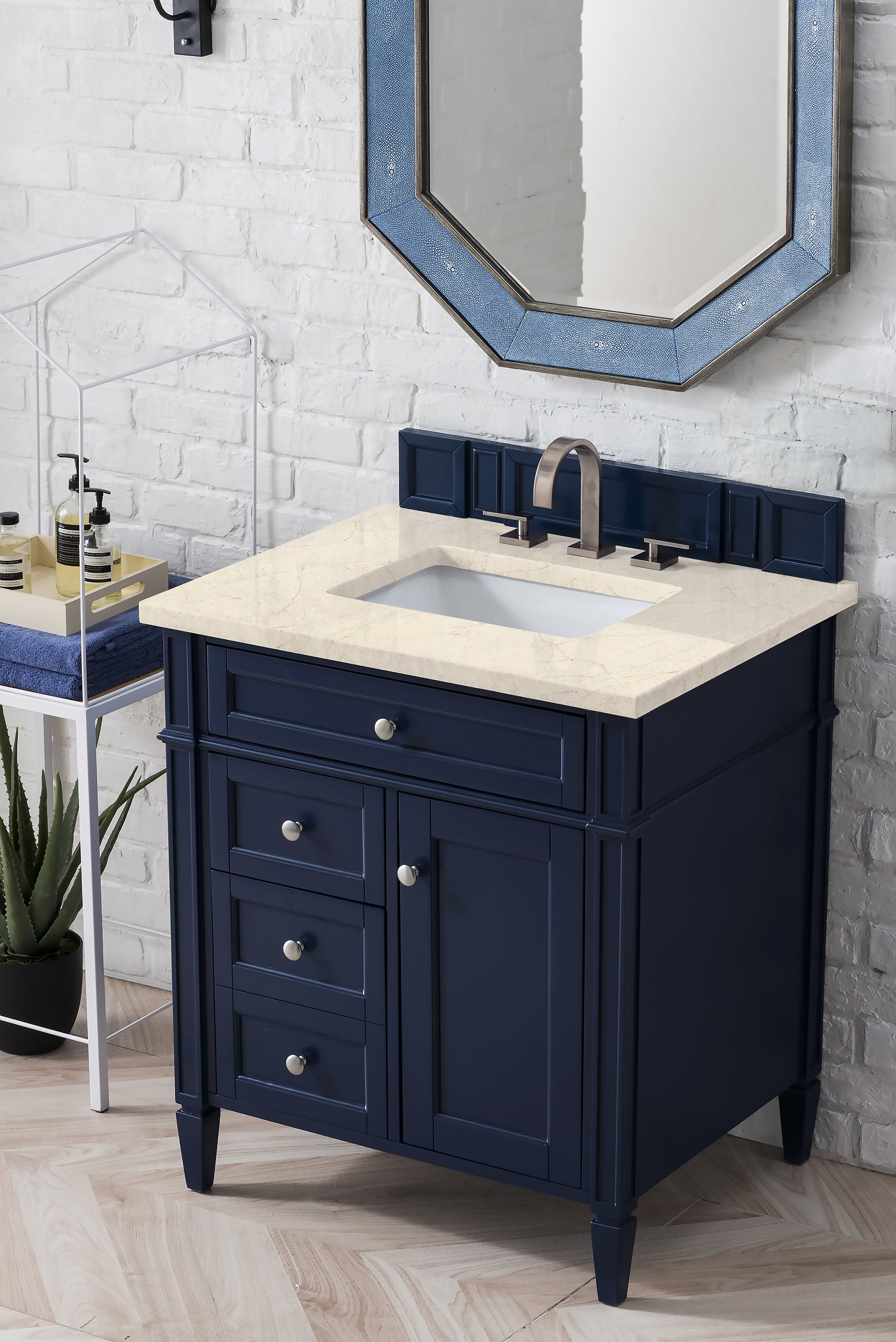 James Martin Brittany 30" Single Vanity in Victory Blue with 3cm Countertop