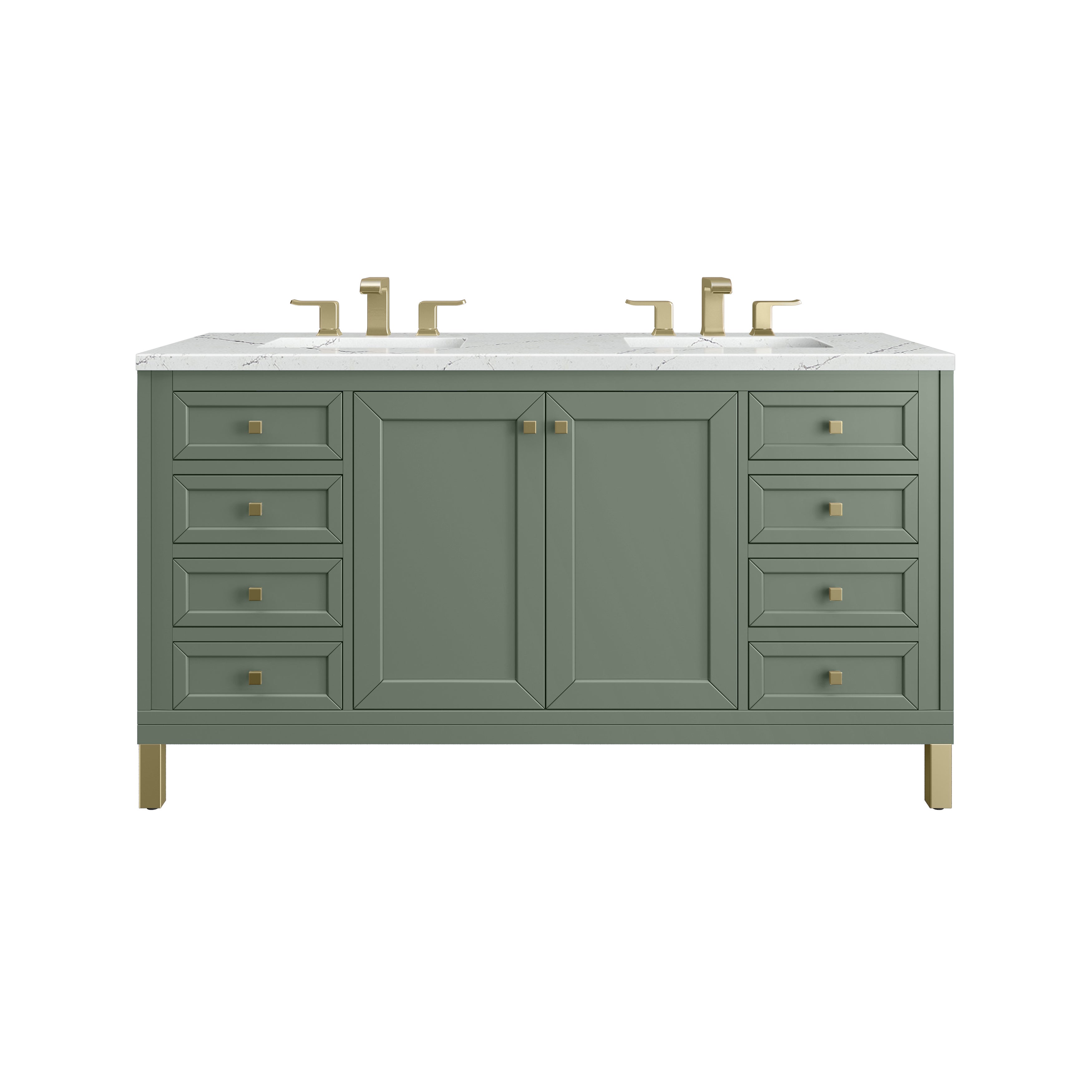James Martin Chicago 60" Double Vanity in Smokey Celadon with 3cm Countertop