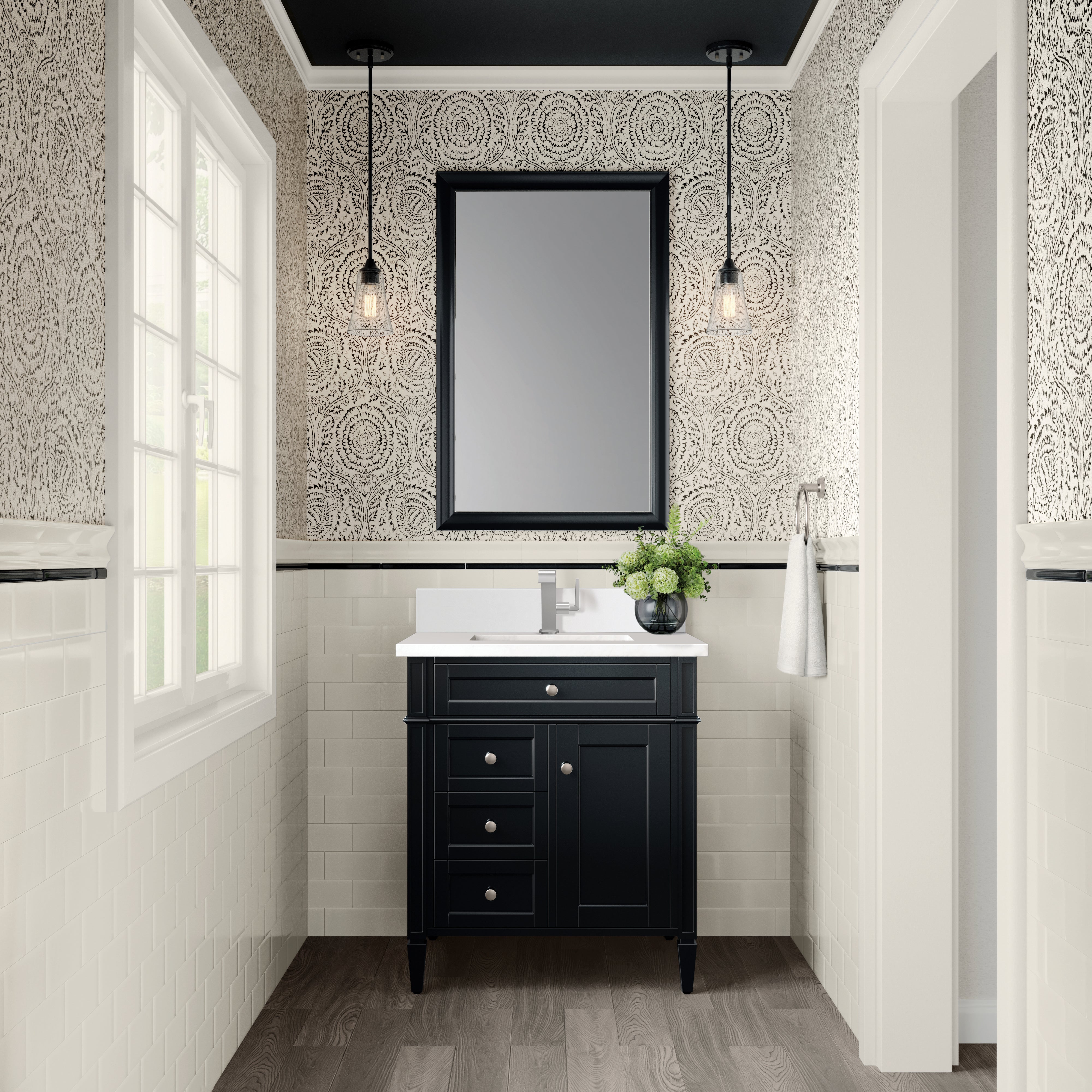 James Martin Brittany 30" Single Vanity in Black Onyx with 3cm Countertop