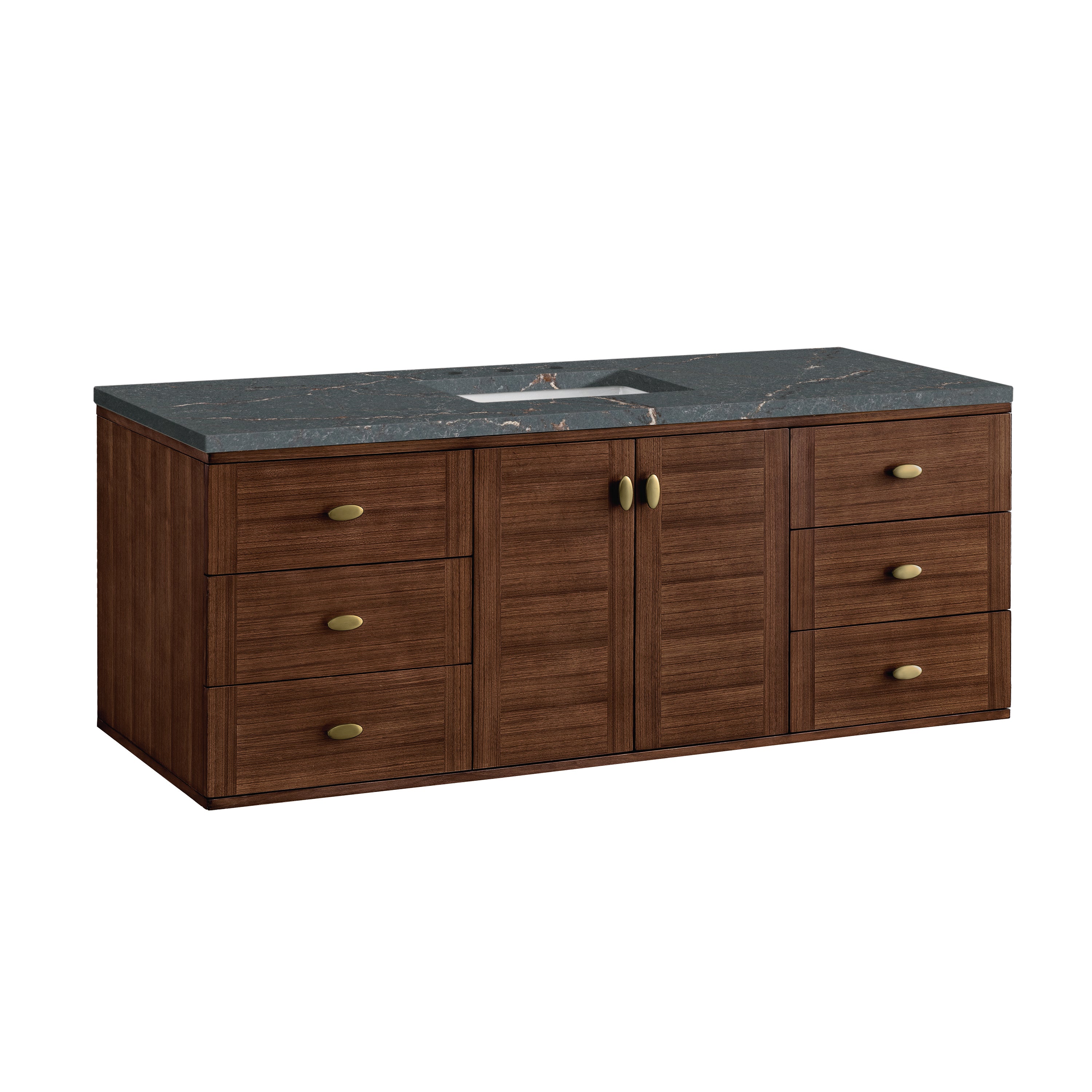 James Martin Amberly 60" Single Vanity in Mid-Century Walnut with 3cm Countertop and FreePower Wireless Charger