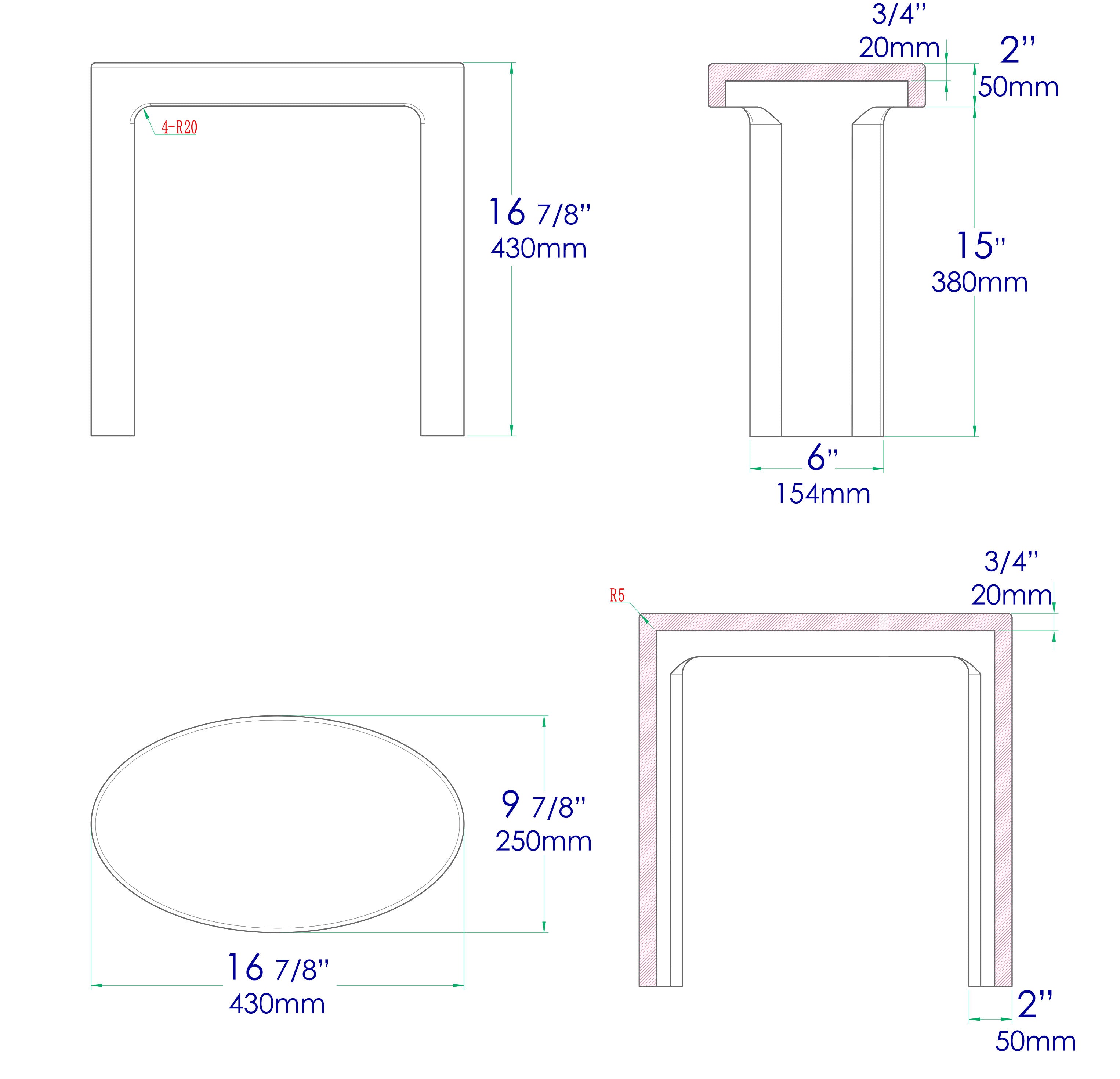 ALFI brand  ABST66BM Black Matte Solid Surface Resin Bathroom / Shower Stool