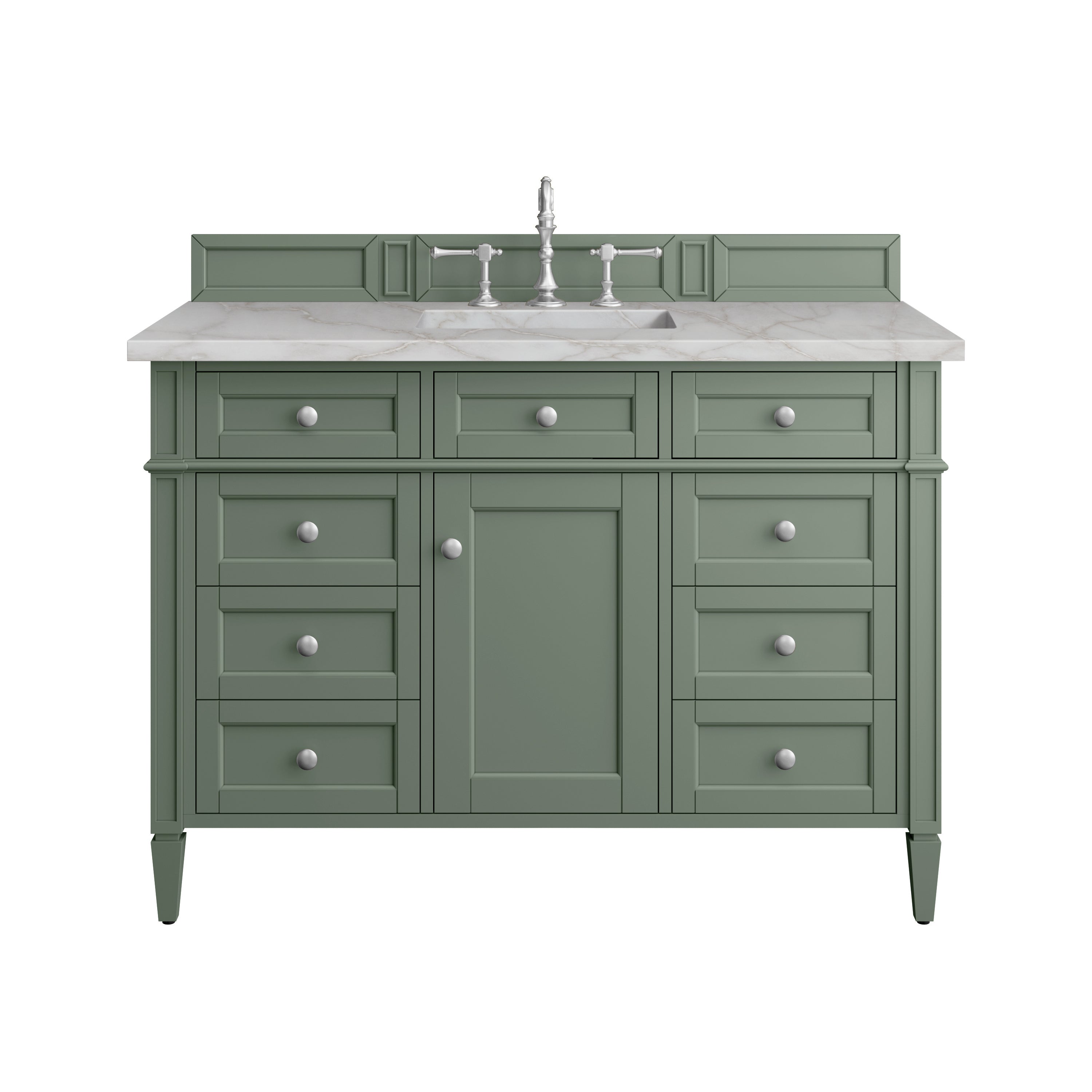 James Martin Brittany 48" Single Vanity in Smokey Celadon with 3cm Countertop and FreePower Wireless Charger