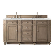 James Martin Bristol 60" Double Vanity in Whitewashed Walnut with 3cm Countertop and FreePower Wireless Charger