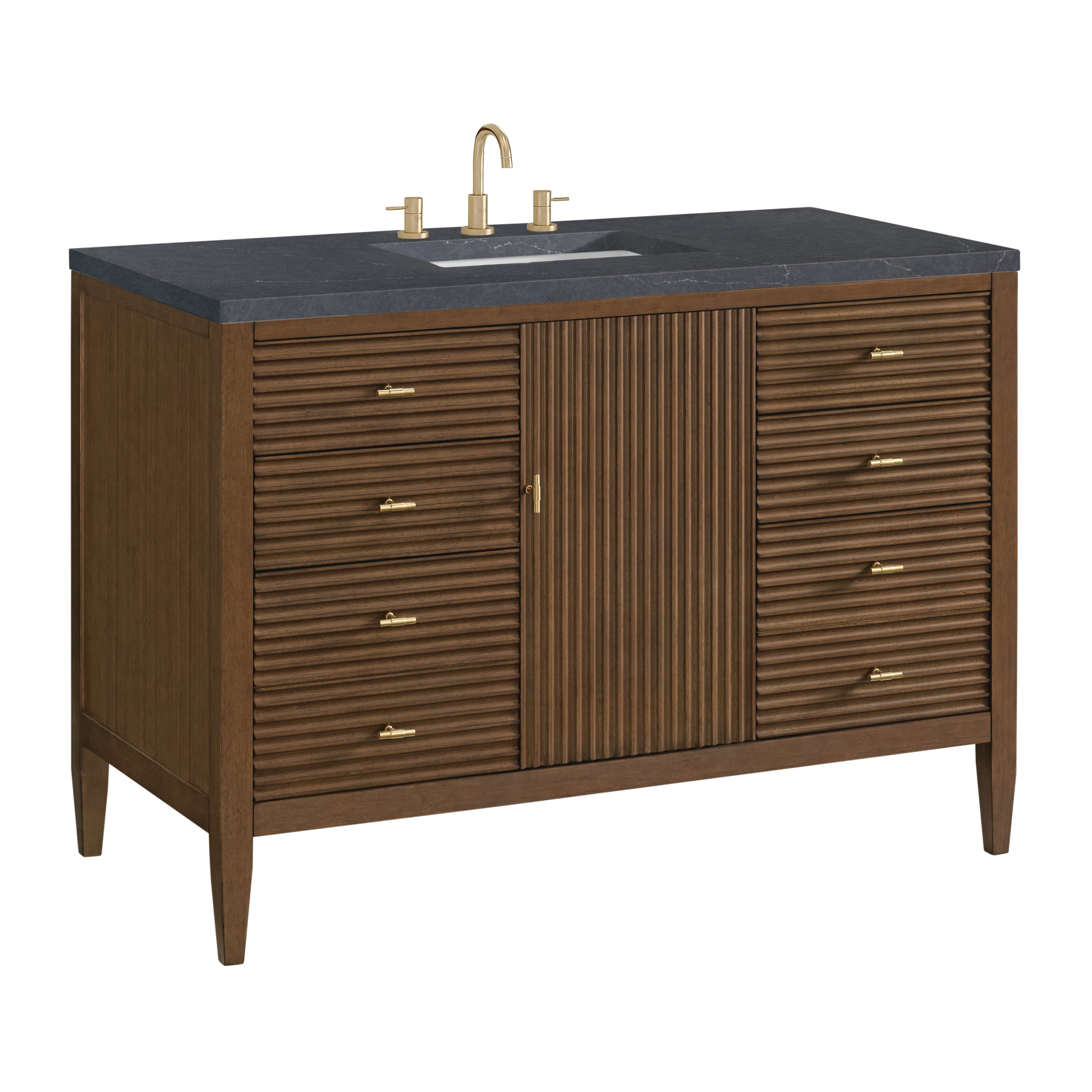 James Martin Myrrin 48" Single Vanity in Mid Century Walnut with 3cm Countertop