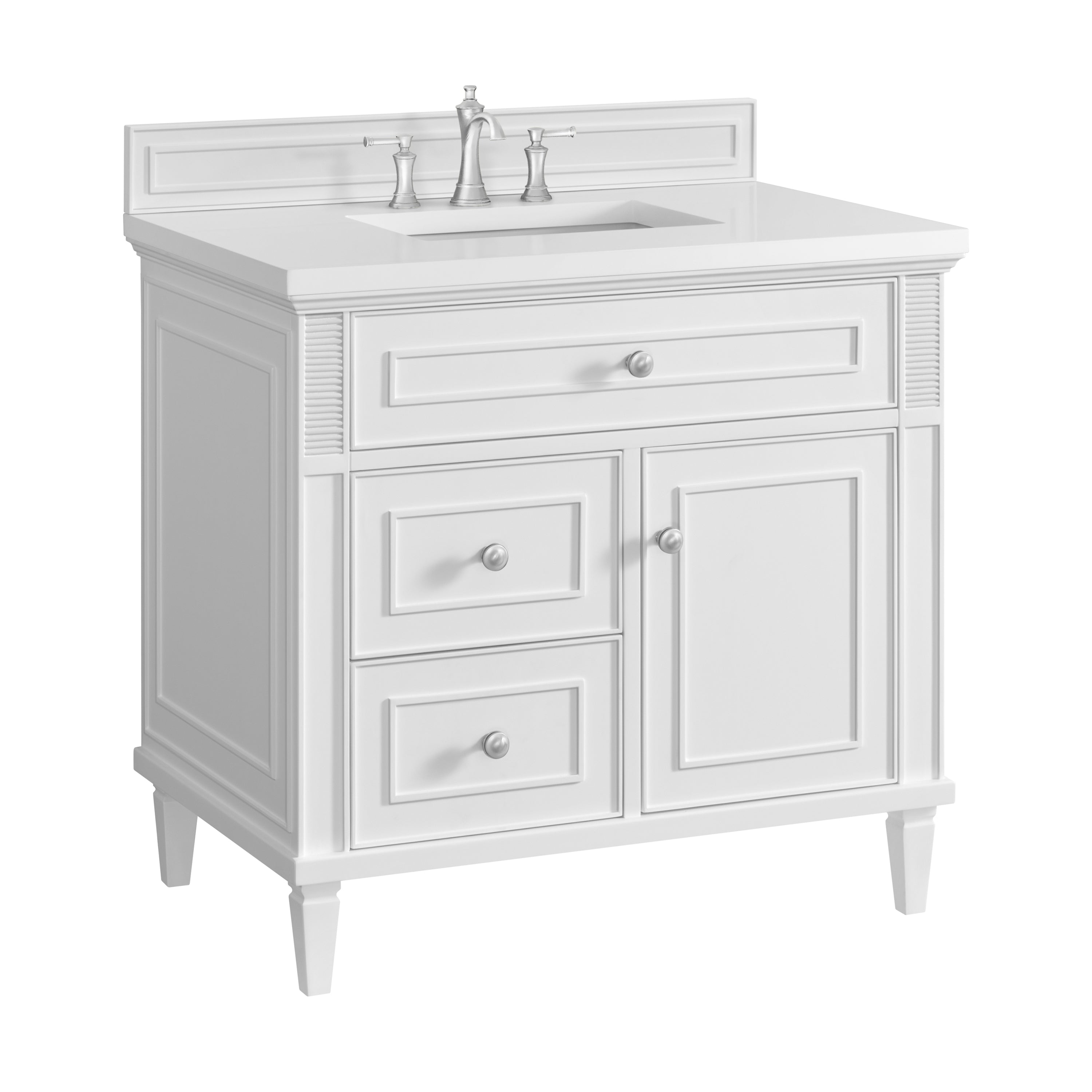 James Martin Lorelai 36" Single Vanity in Bright White with 3cm Countertop