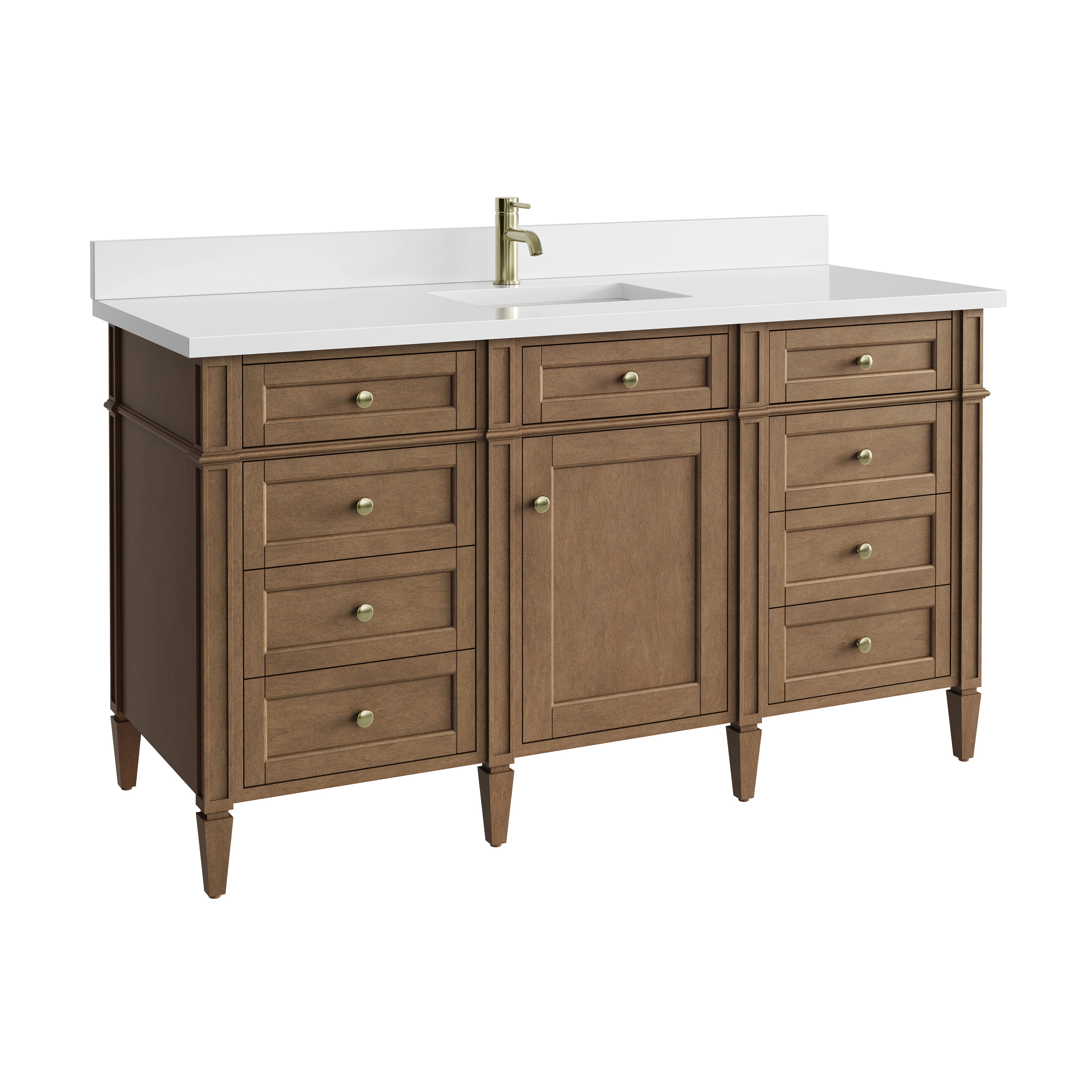 James Martin Brittany 60" Single Vanity in Pecan with 3cm Countertop