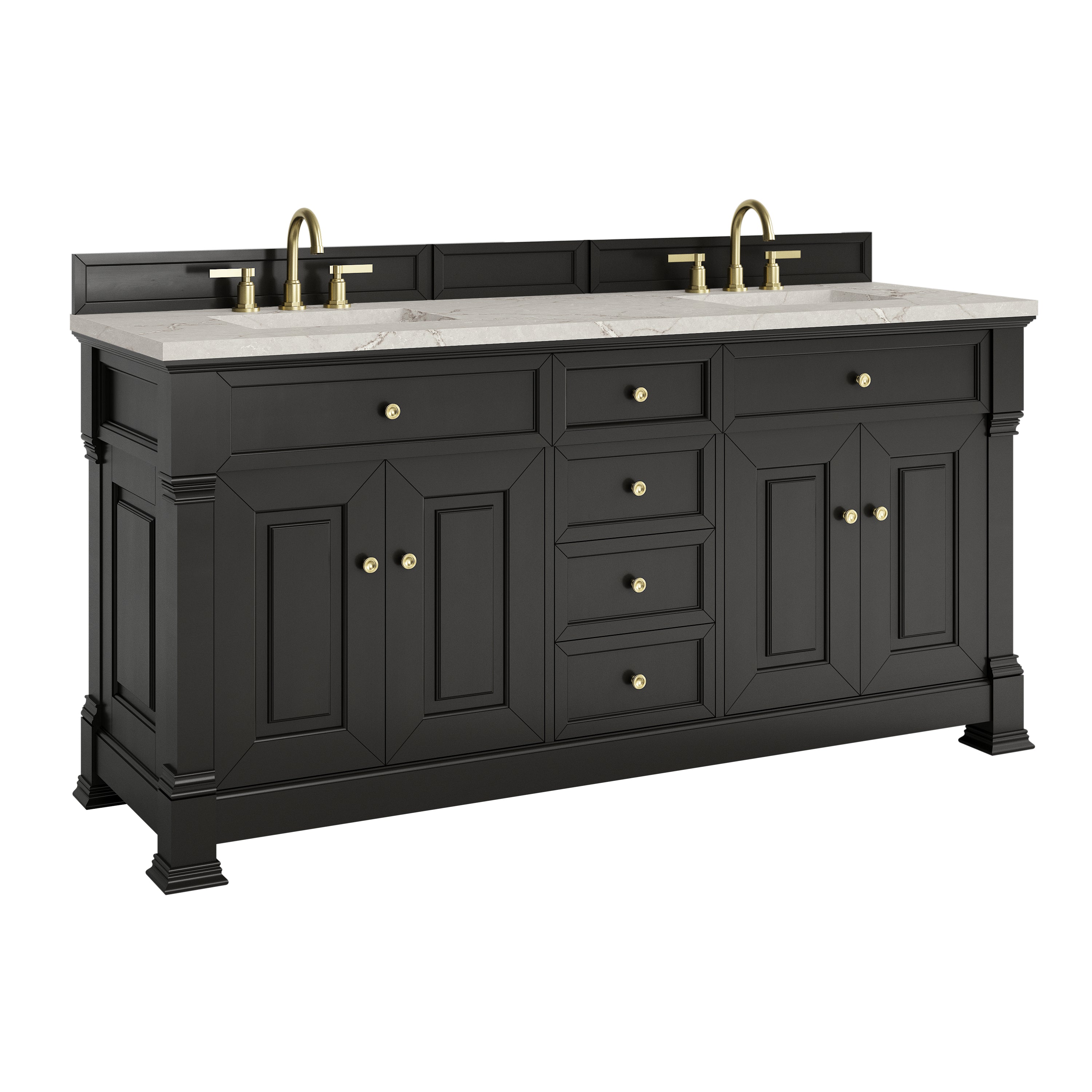 James Martin Brookfield 72" Double Vanity in Black Onyx with 3cm Countertop