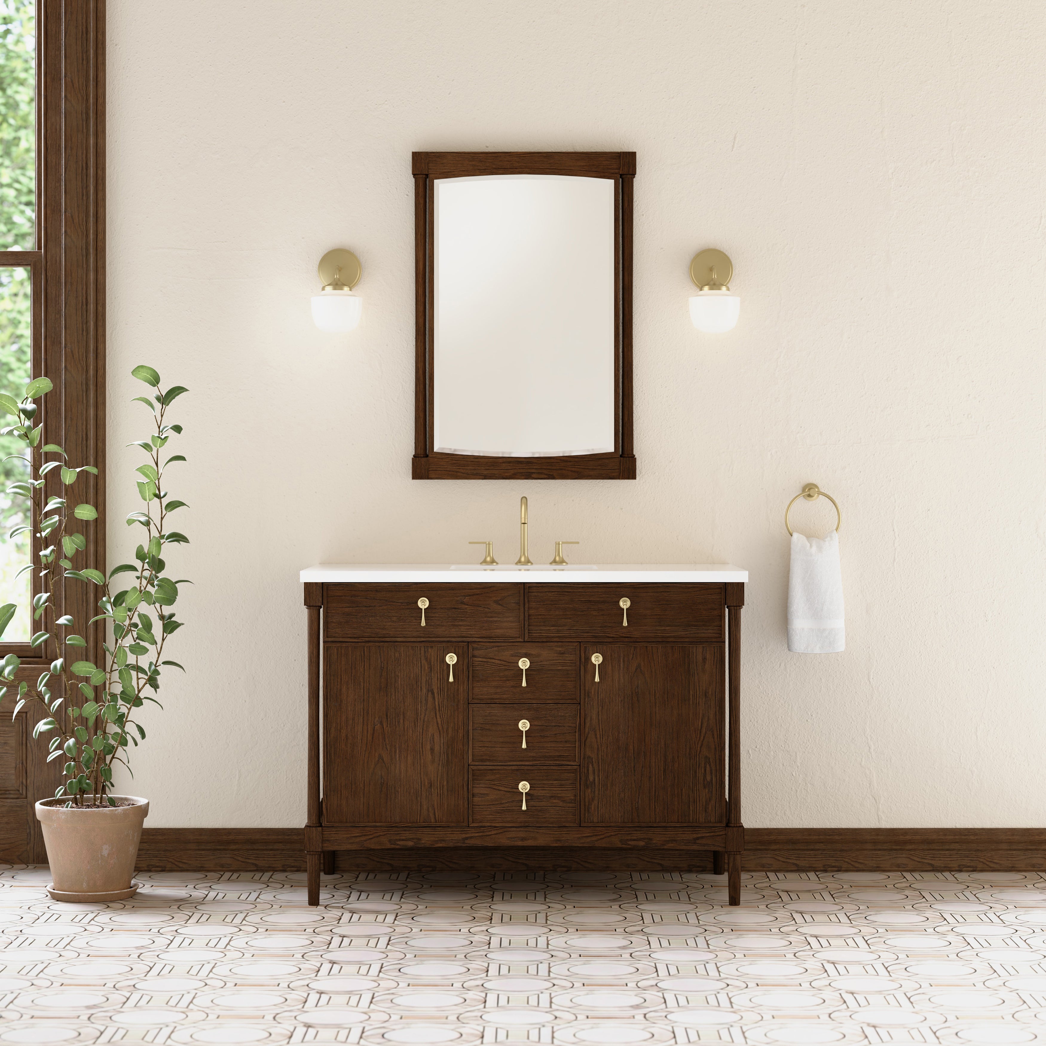 James Martin Kinnsden 48" Single Vanity in Sable Oak with 3cm Countertop