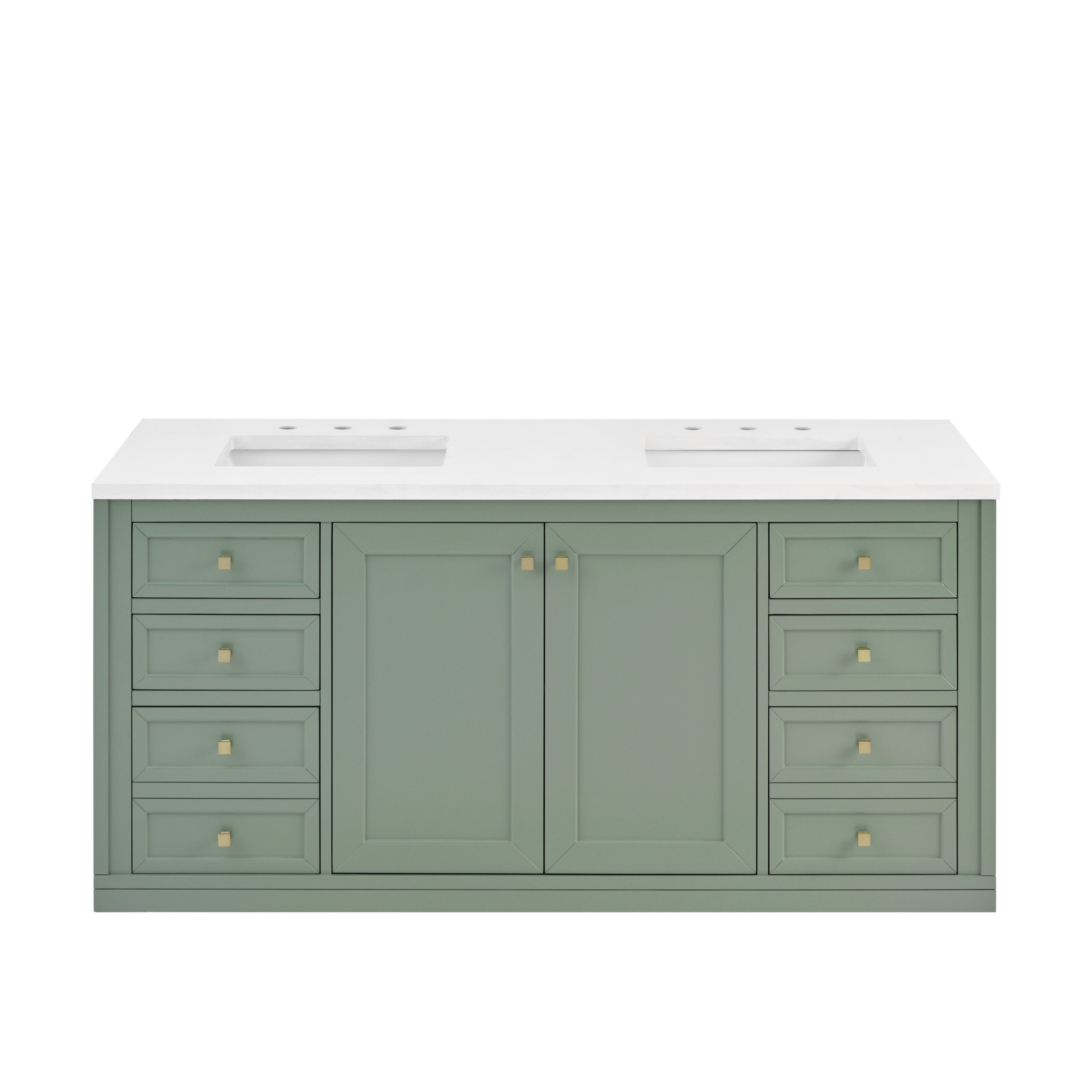 James Martin Chicago 60" Double Vanity in Smokey Celadon with 3cm Countertop
