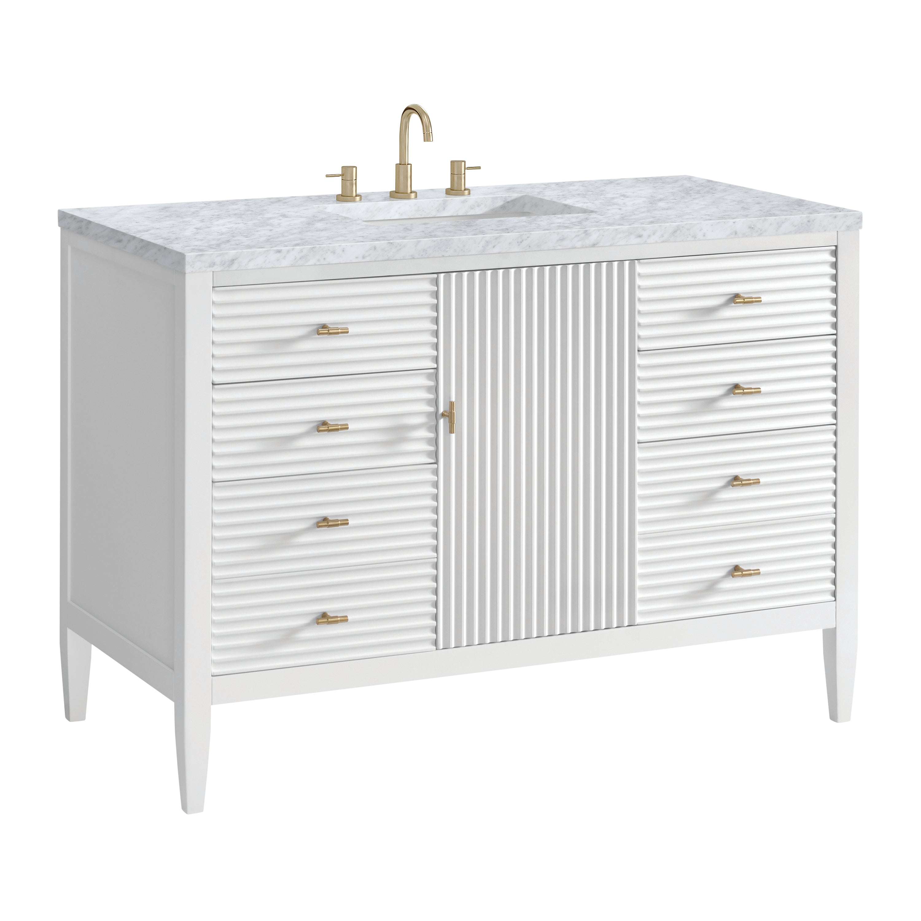 James Martin Myrrin 48" Single Vanity in Bright White with 3cm Countertop
