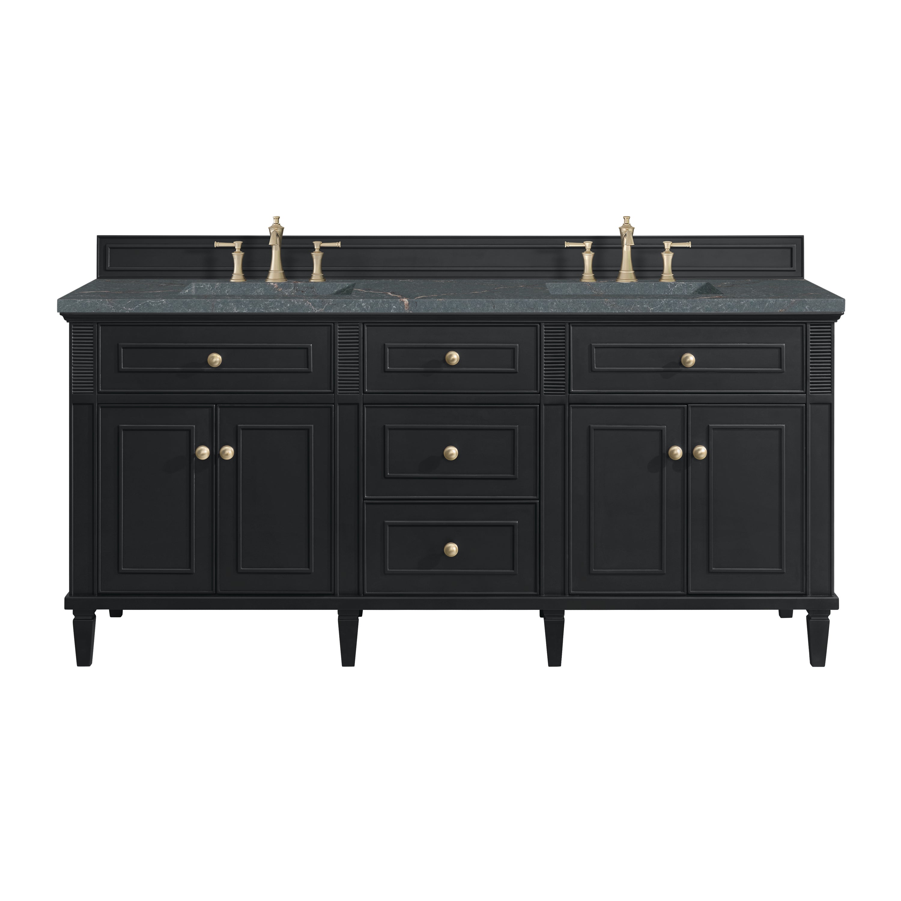 James Martin Lorelai 72" Double Vanity in Black Onyx with 3cm Countertop and FreePower Wireless Charger