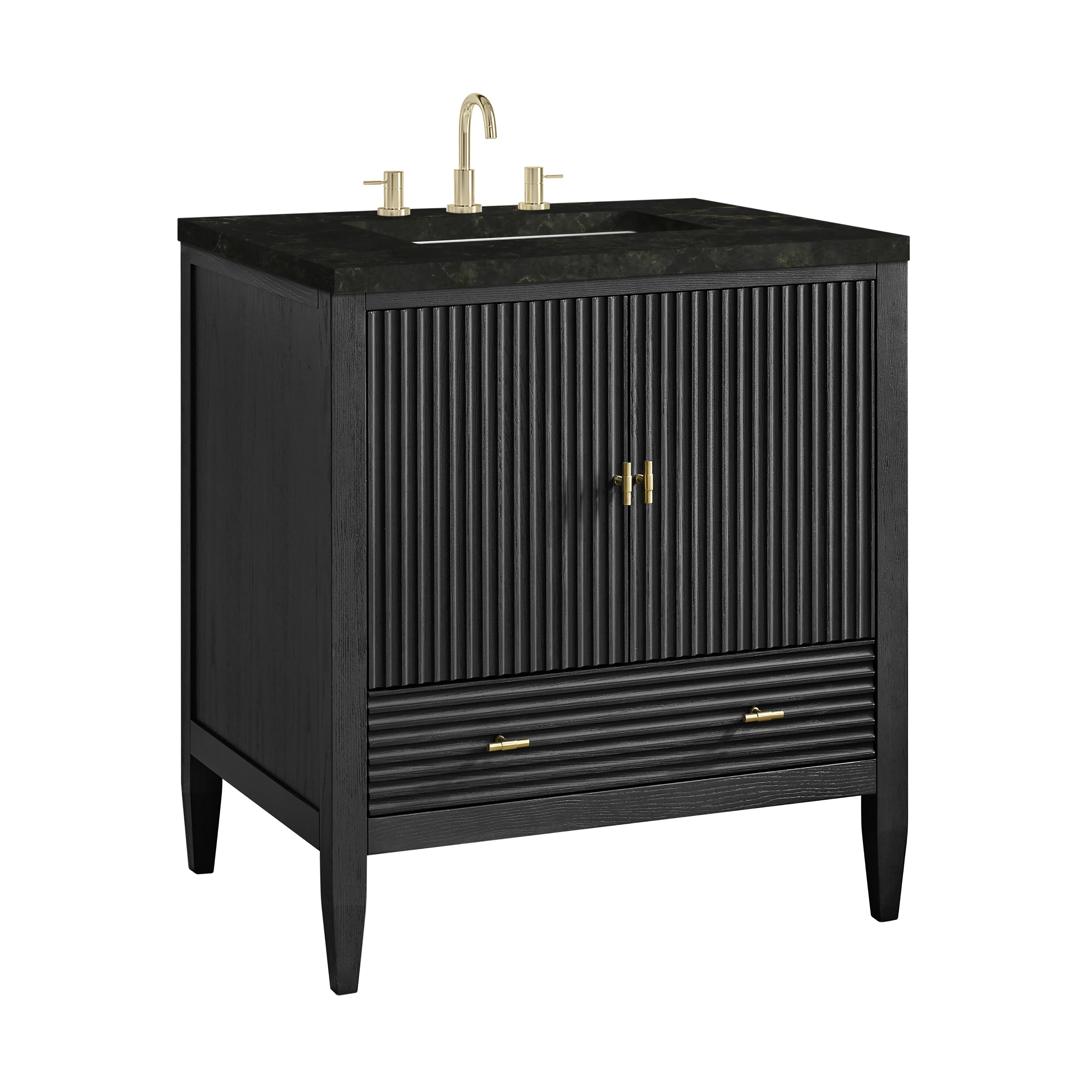 James Martin Myrrin 30" Single Vanity in Carbon Oak with 3cm Countertop