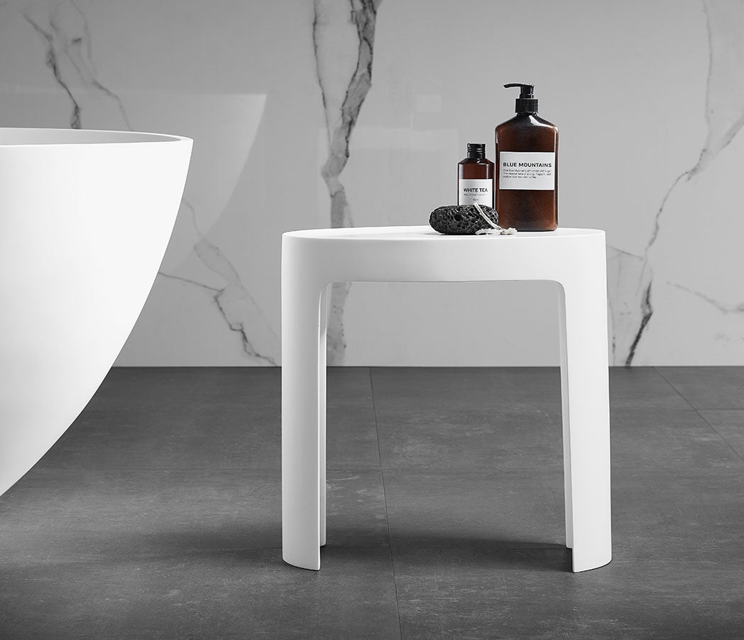 ALFI brand  ABST66 White Matte Solid Surface Resin Bathroom / Shower Stool
