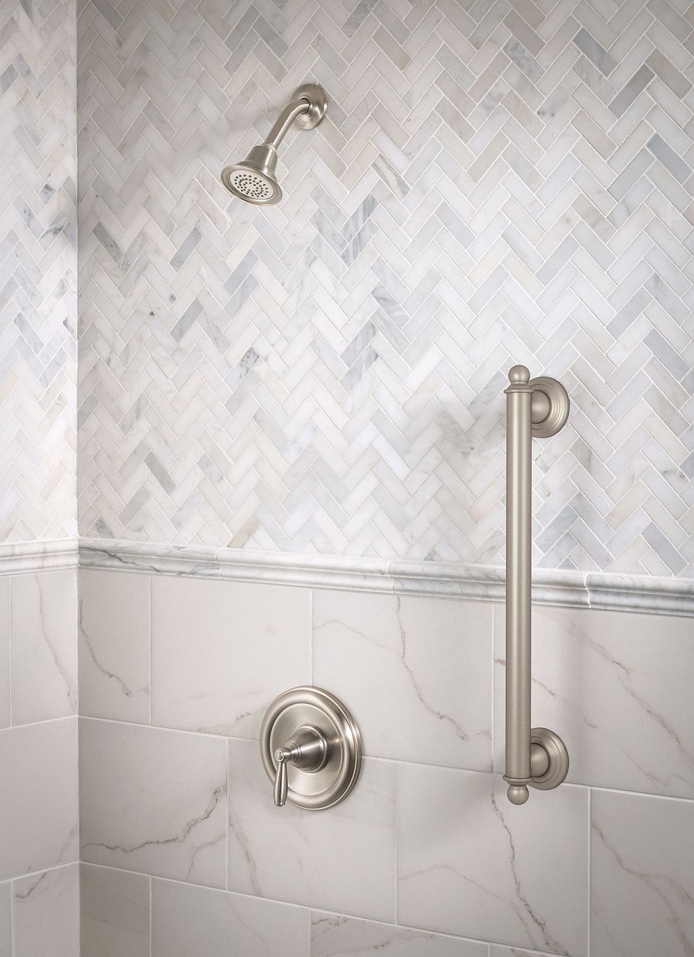 Brushed nickel Posi-Temp(R) tub/shower