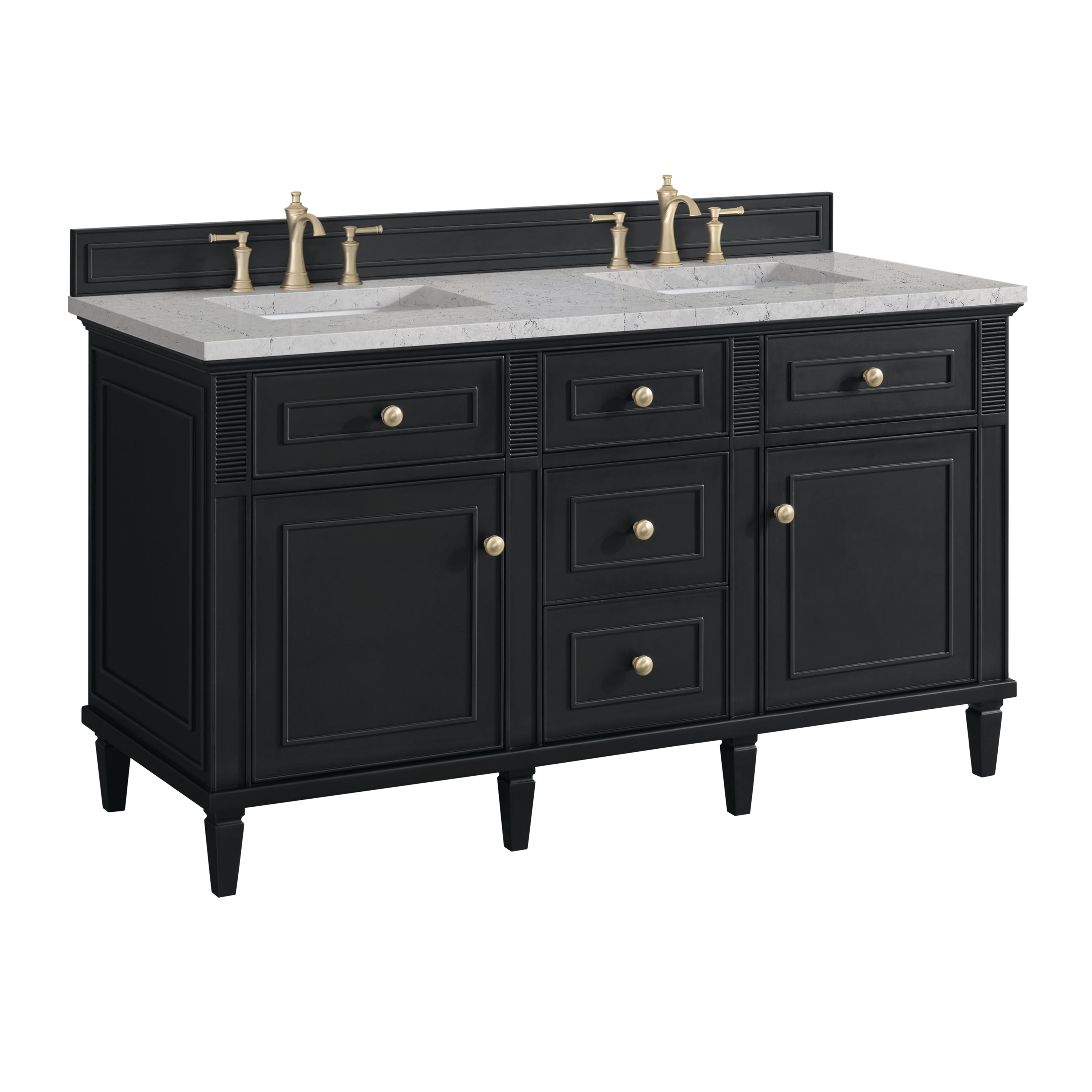 James Martin Lorelai 60" Double Vanity in Black Onyx with 3cm Countertop and FreePower Wireless Charger