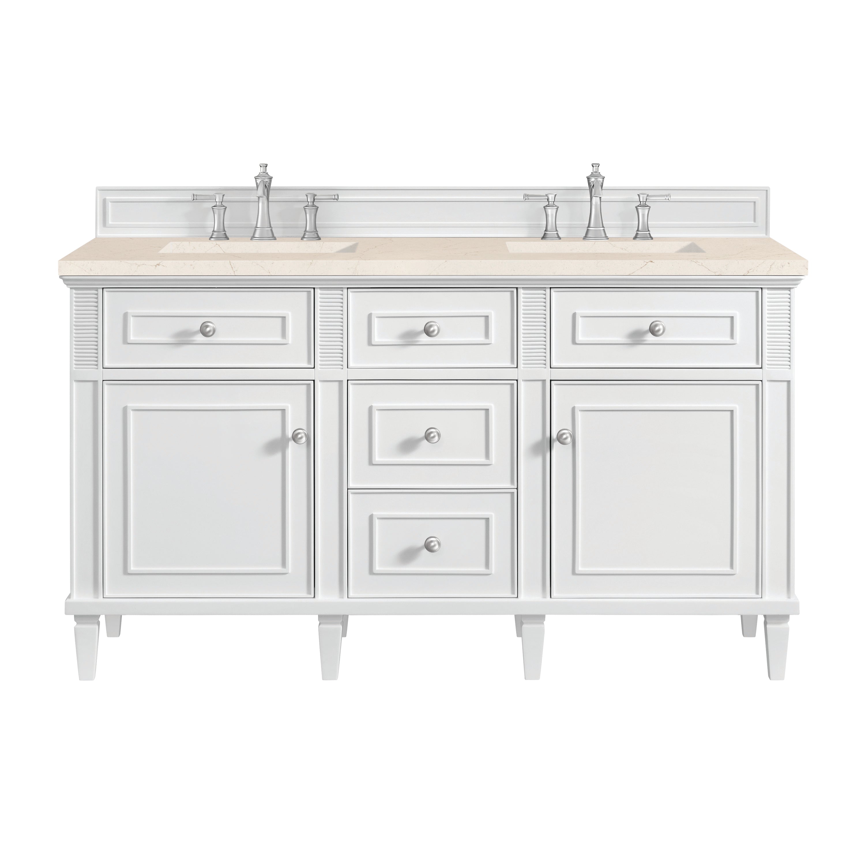 James Martin Lorelai 60" Double Vanity in Bright White with 3cm Countertop