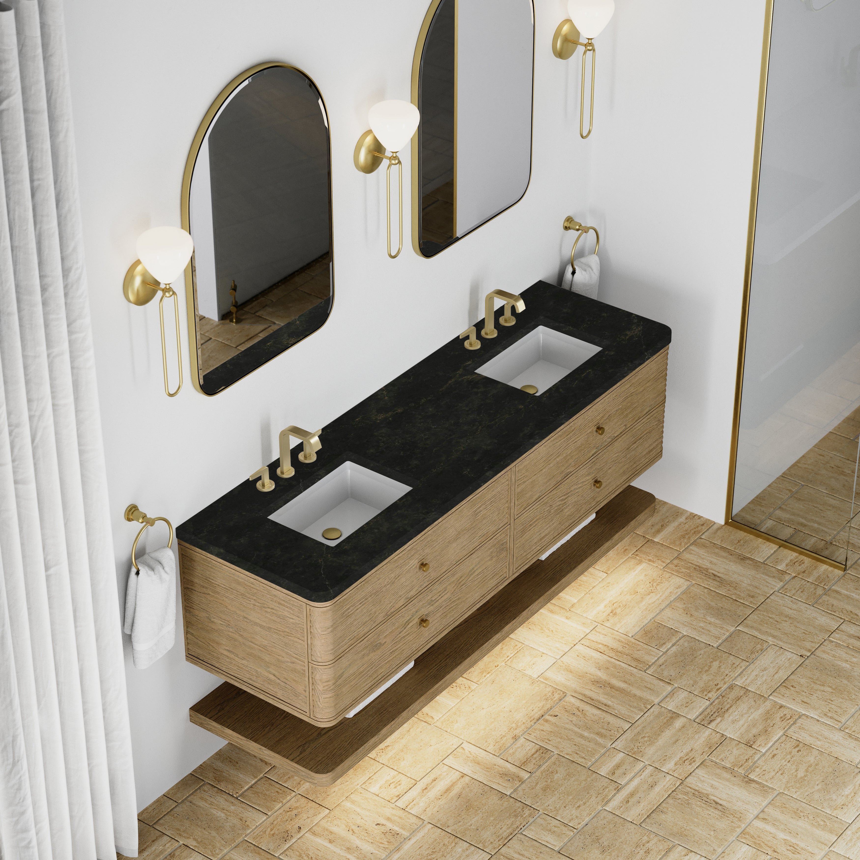 James Martin Allamari 72" Double Vanity in Dune Mist with 3cm Countertop