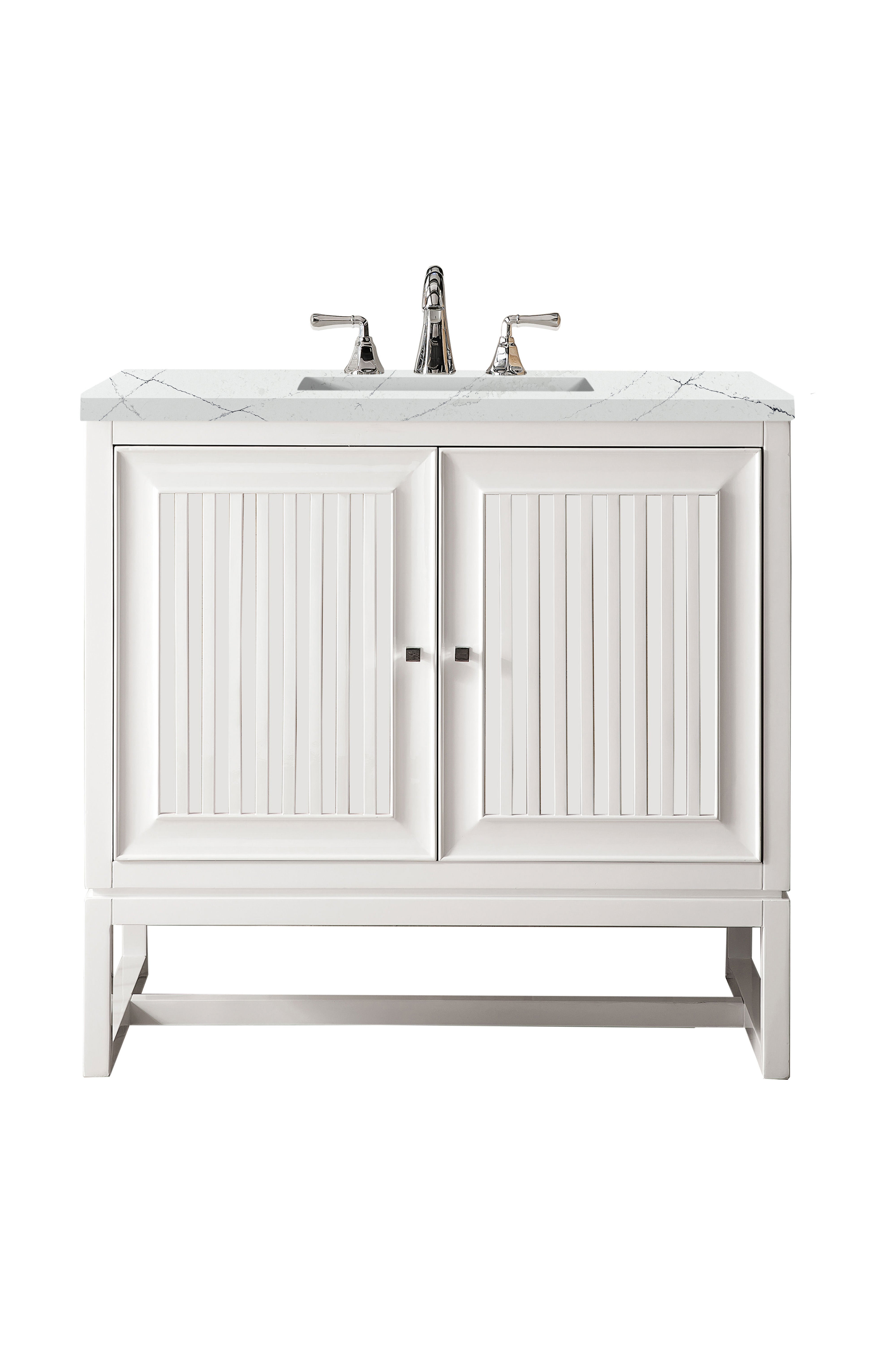 James Martin Athens 36" Single Vanity in Glossy White with 3cm Countertop