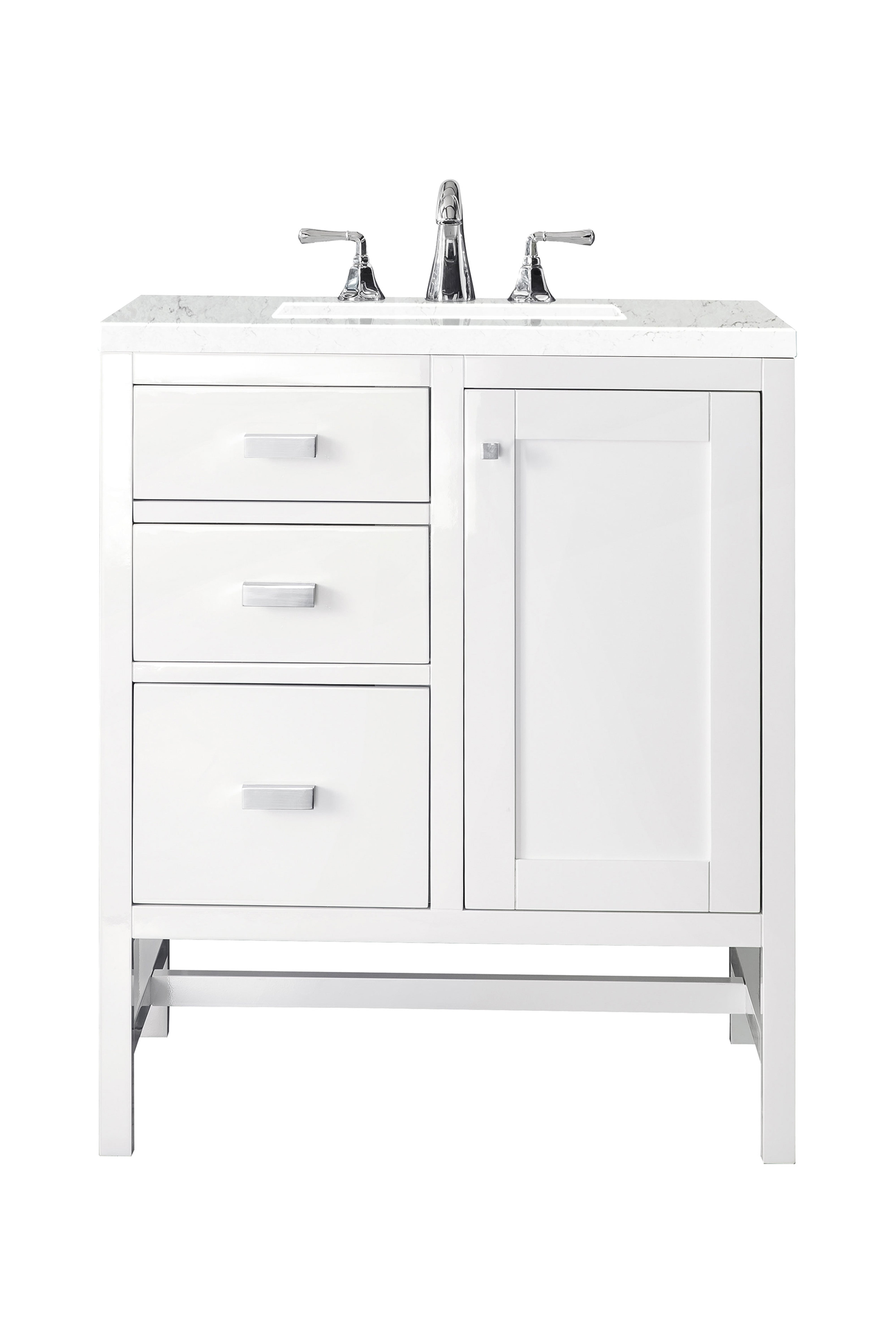 James Martin Addison 30" Single Vanity in Glossy White with 3cm Countertop
