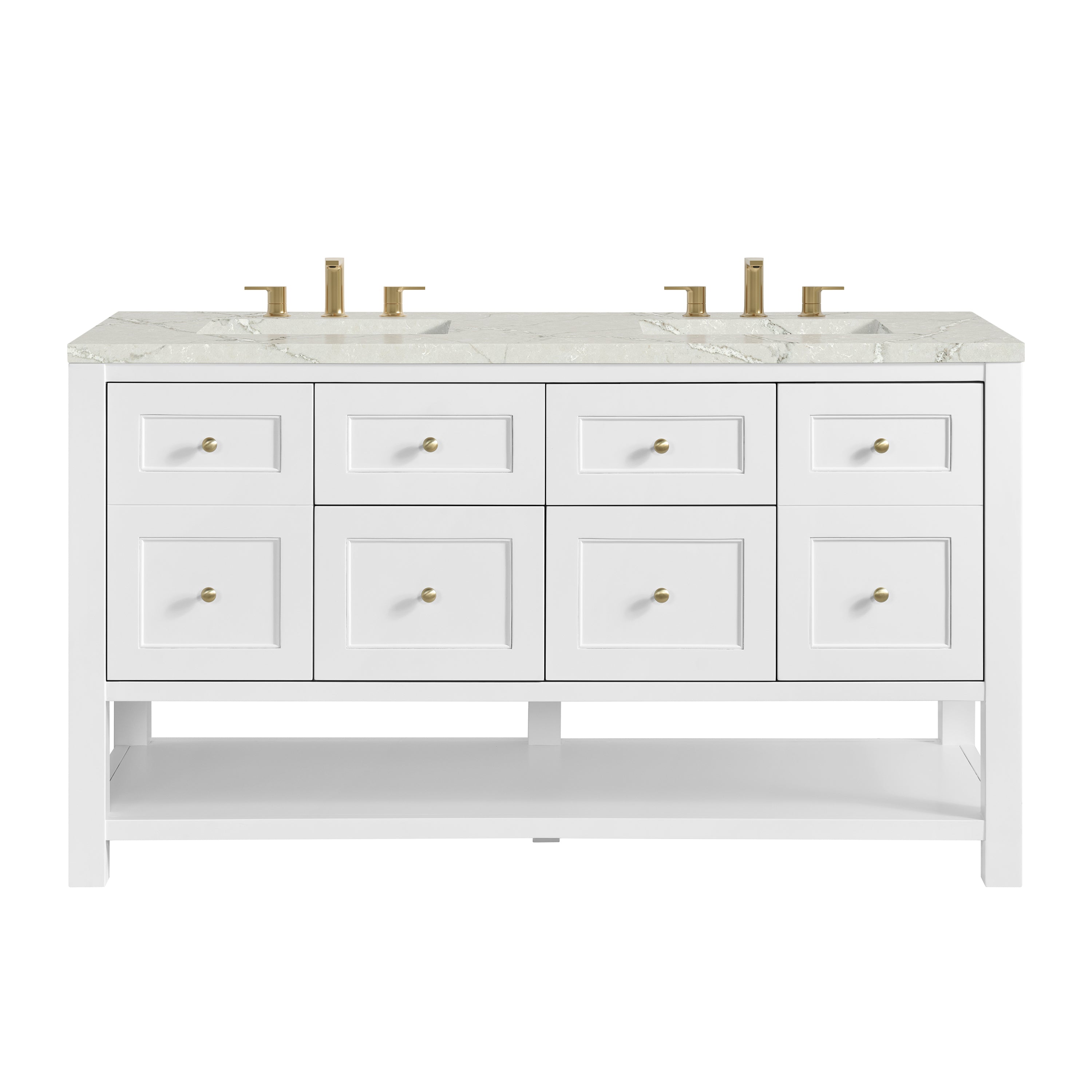 James Martin Breckenridge 60" Double Vanity in Bright White with 3cm Countertop