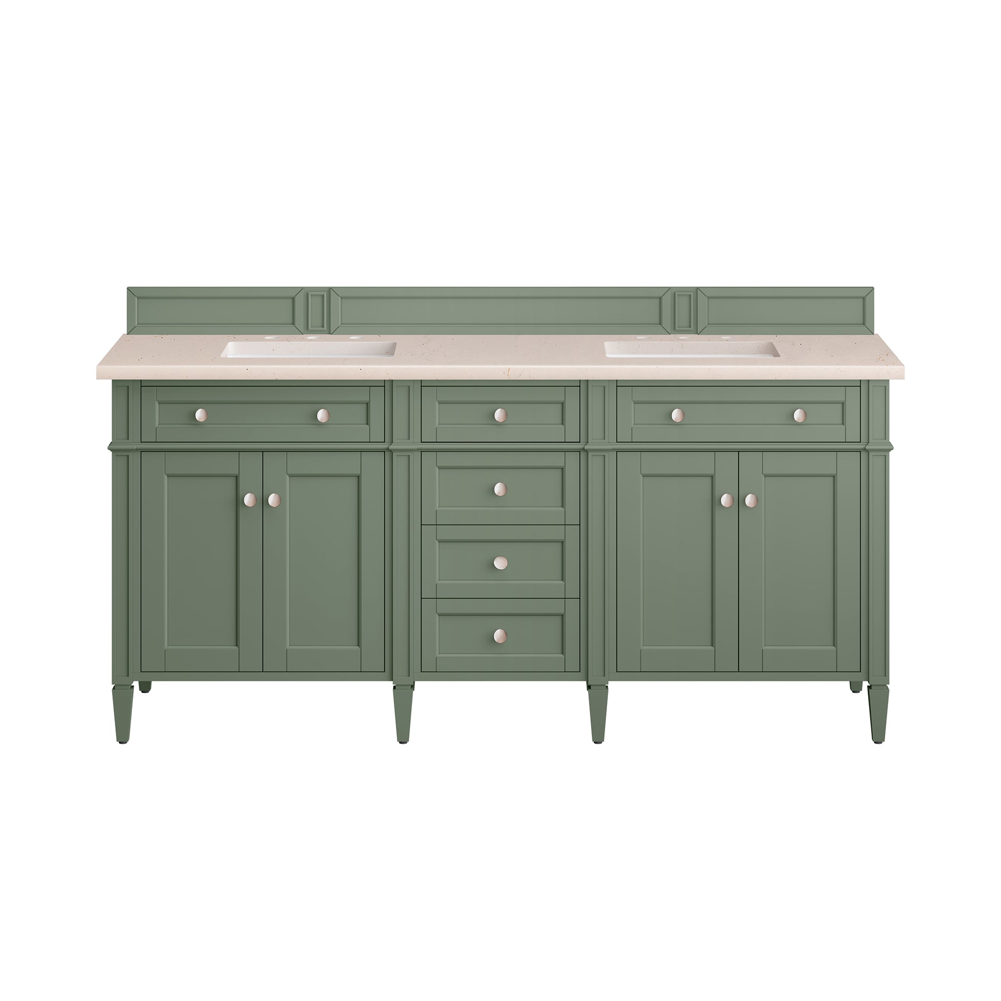 James Martin Brittany 72" Double Vanity in Smokey Celadon with 3cm Countertop